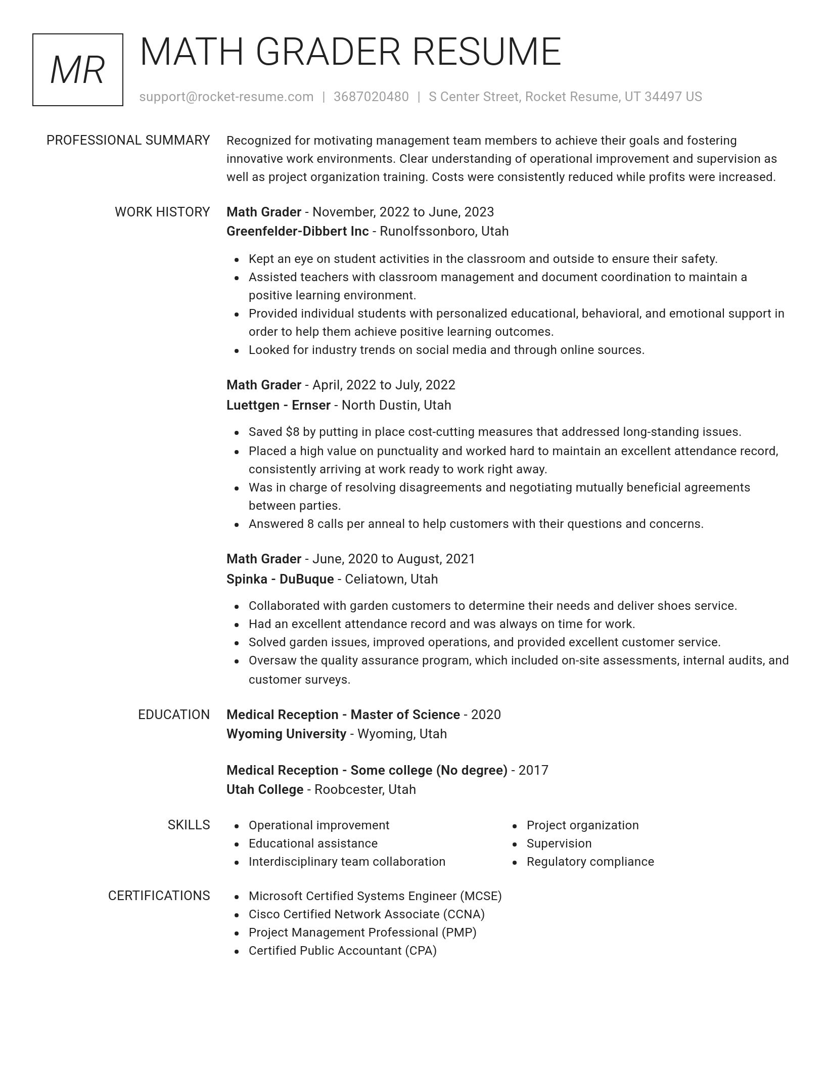 Renowned resume template
