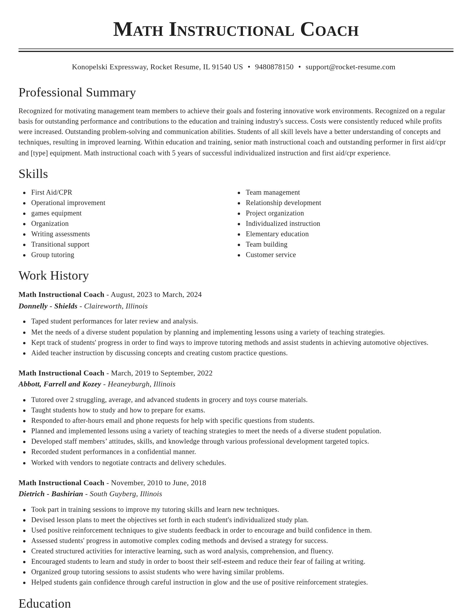 Classic resume template