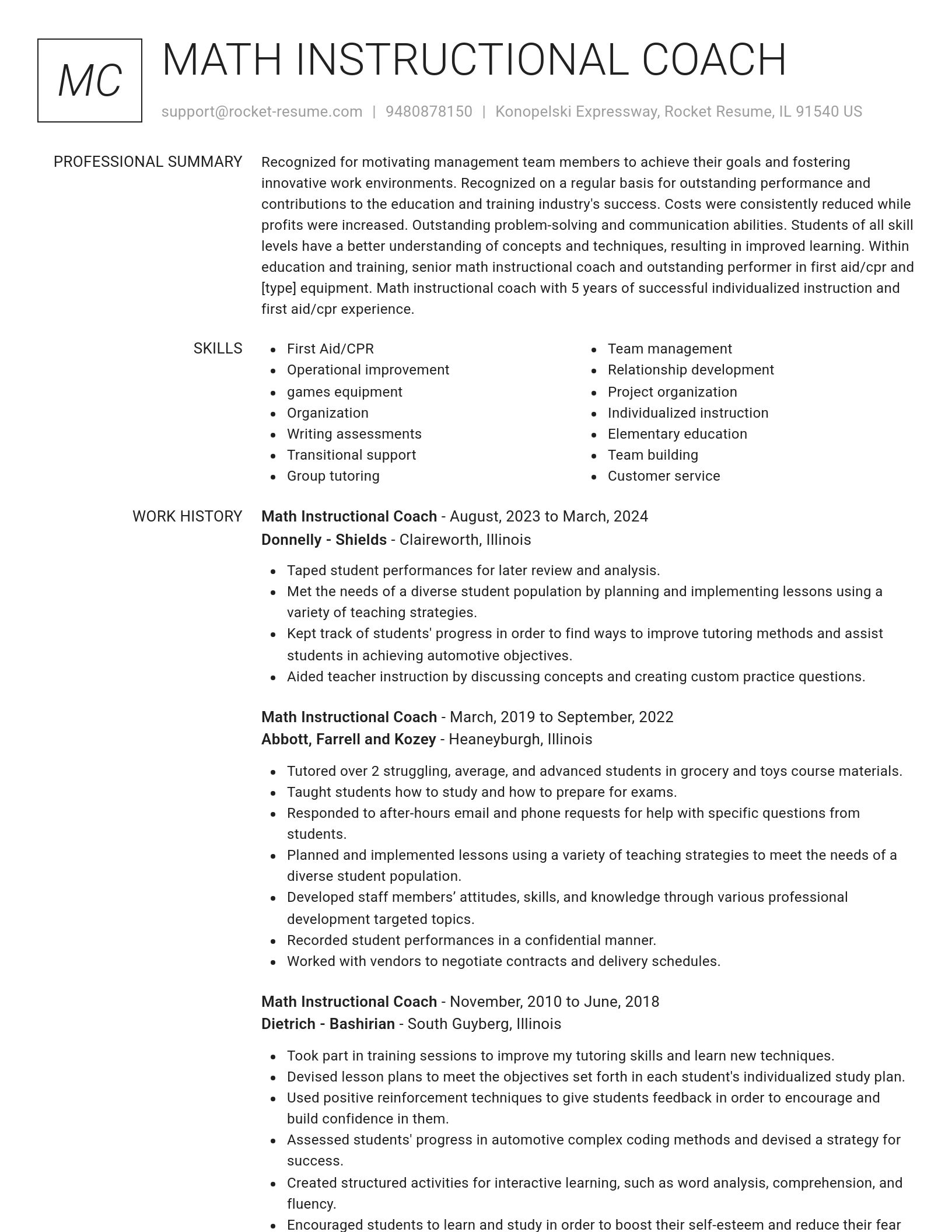 Renowned resume template