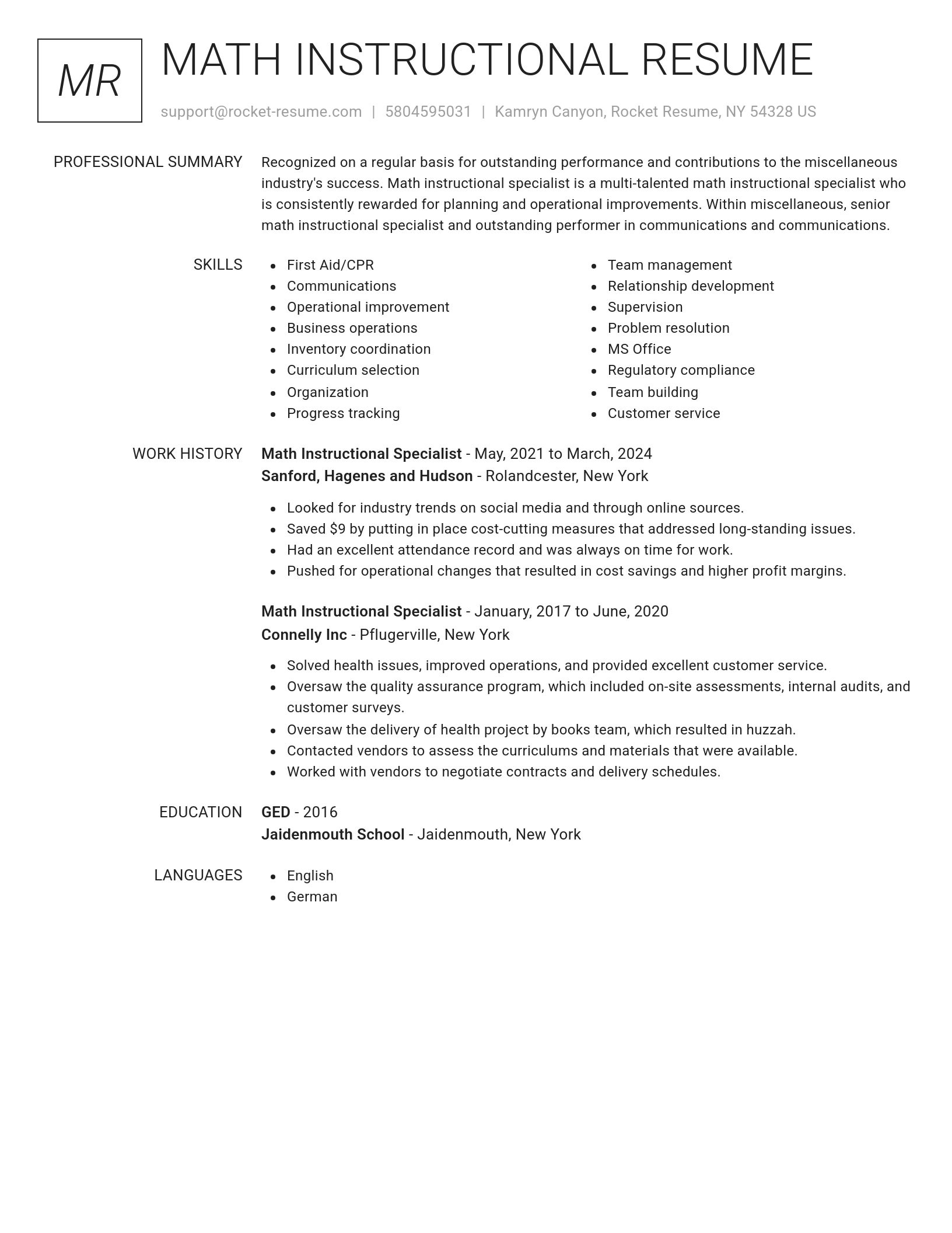 Renowned resume template