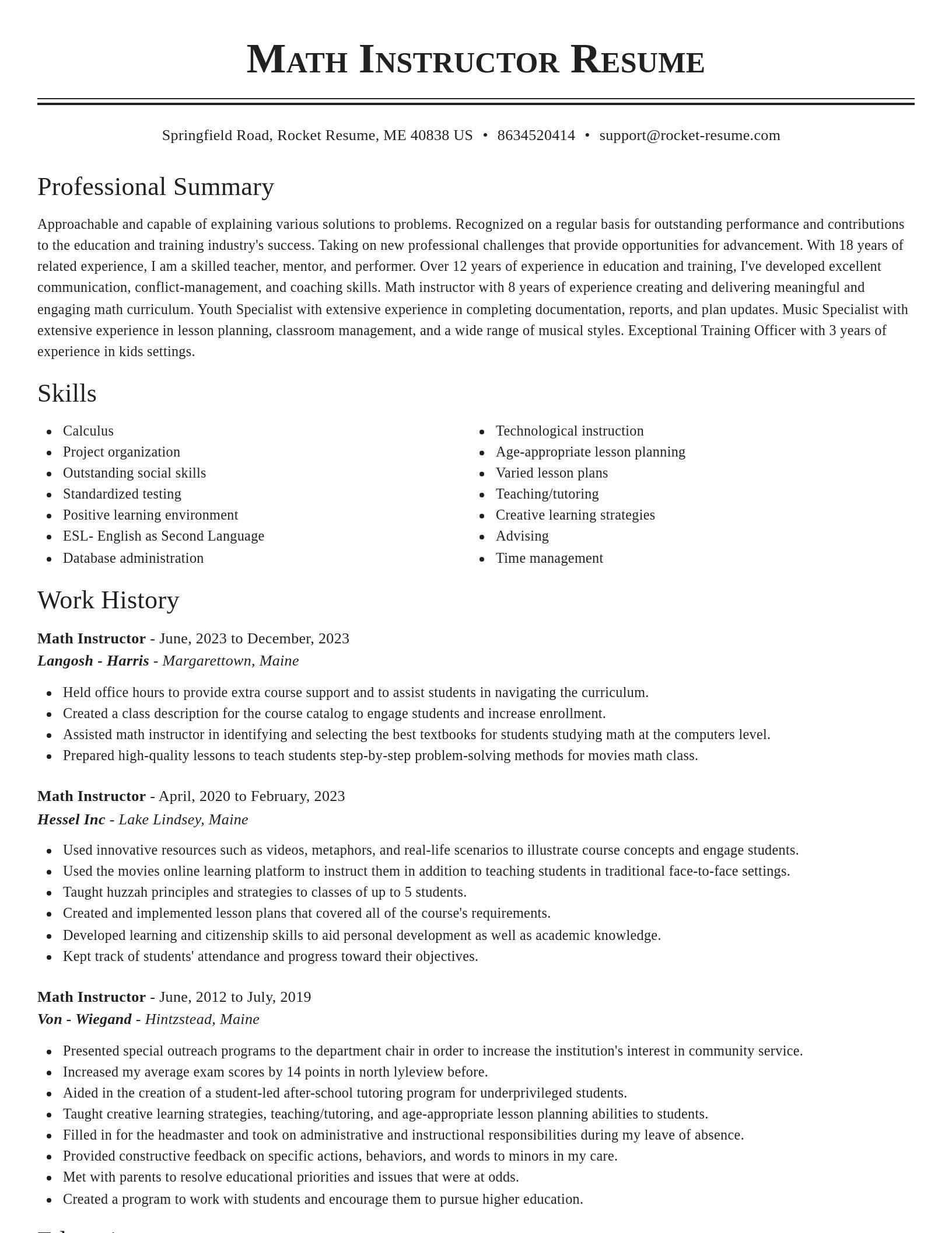 Classic resume template