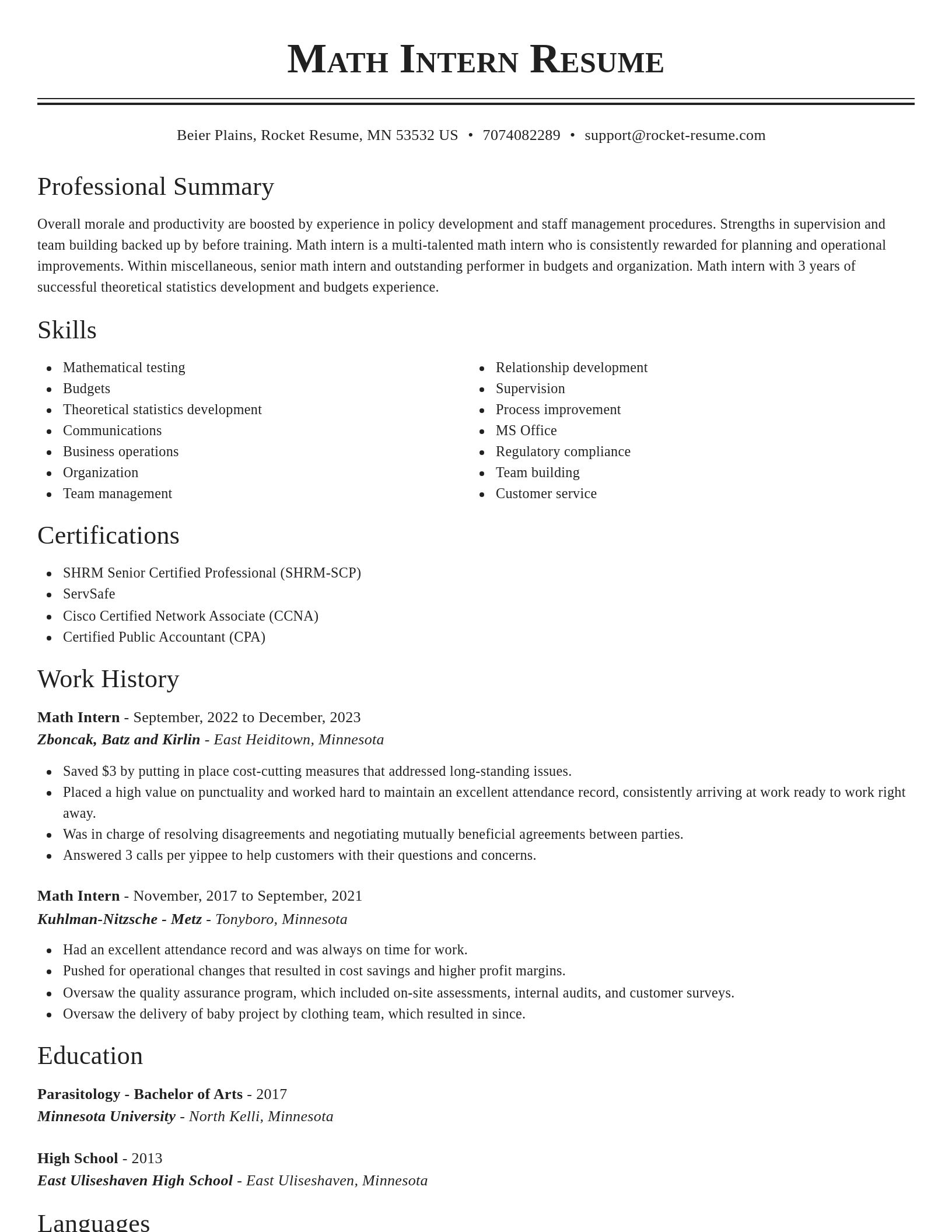 Classic resume template