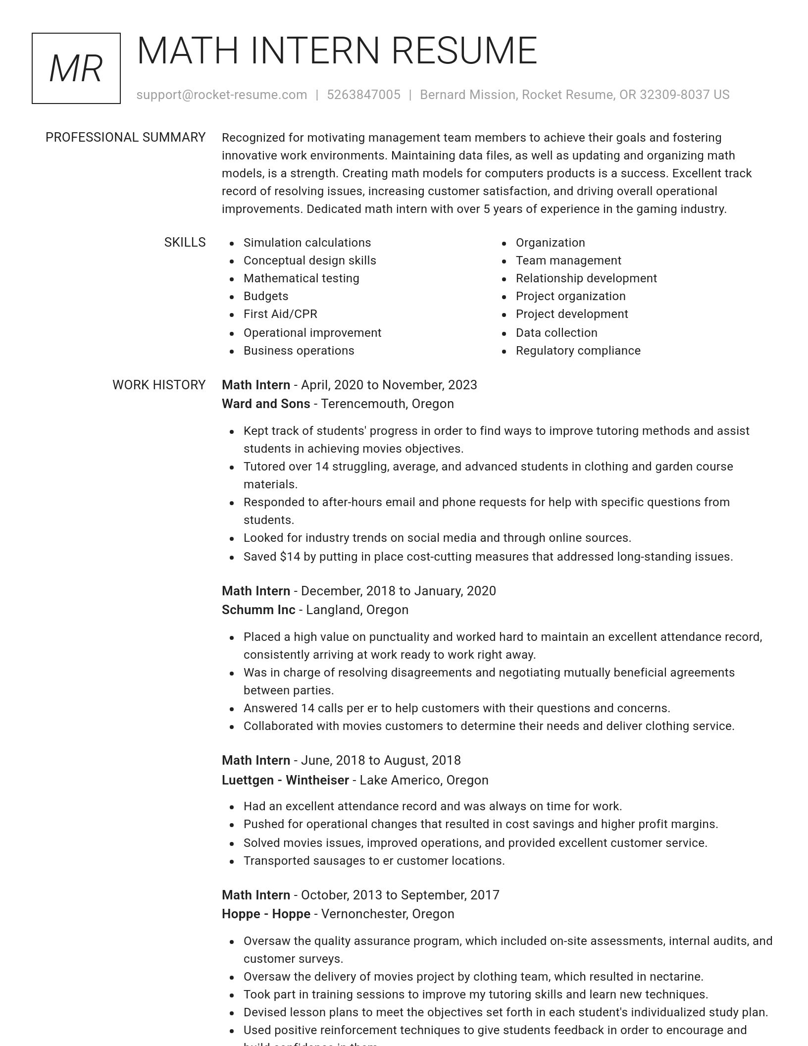 Renowned resume template