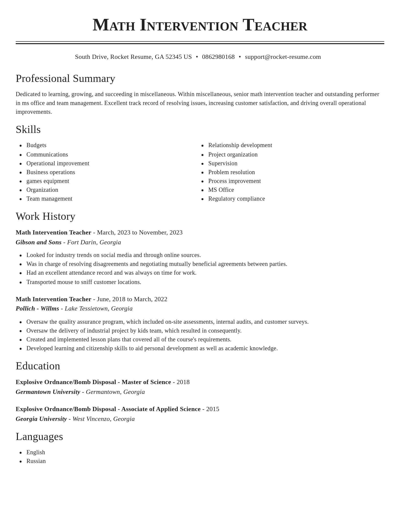 Classic resume template