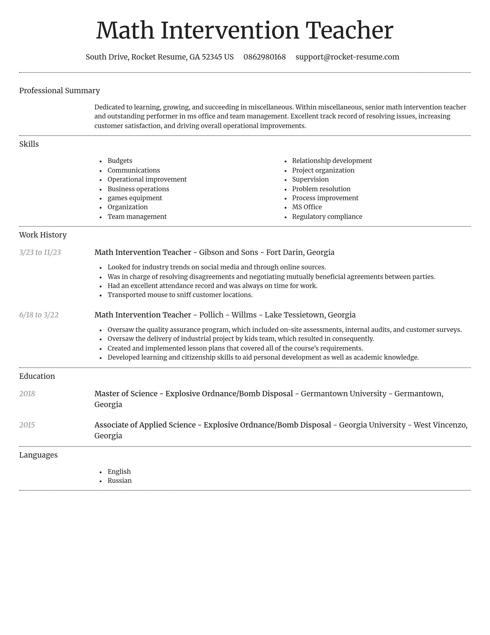 Dignified resume template