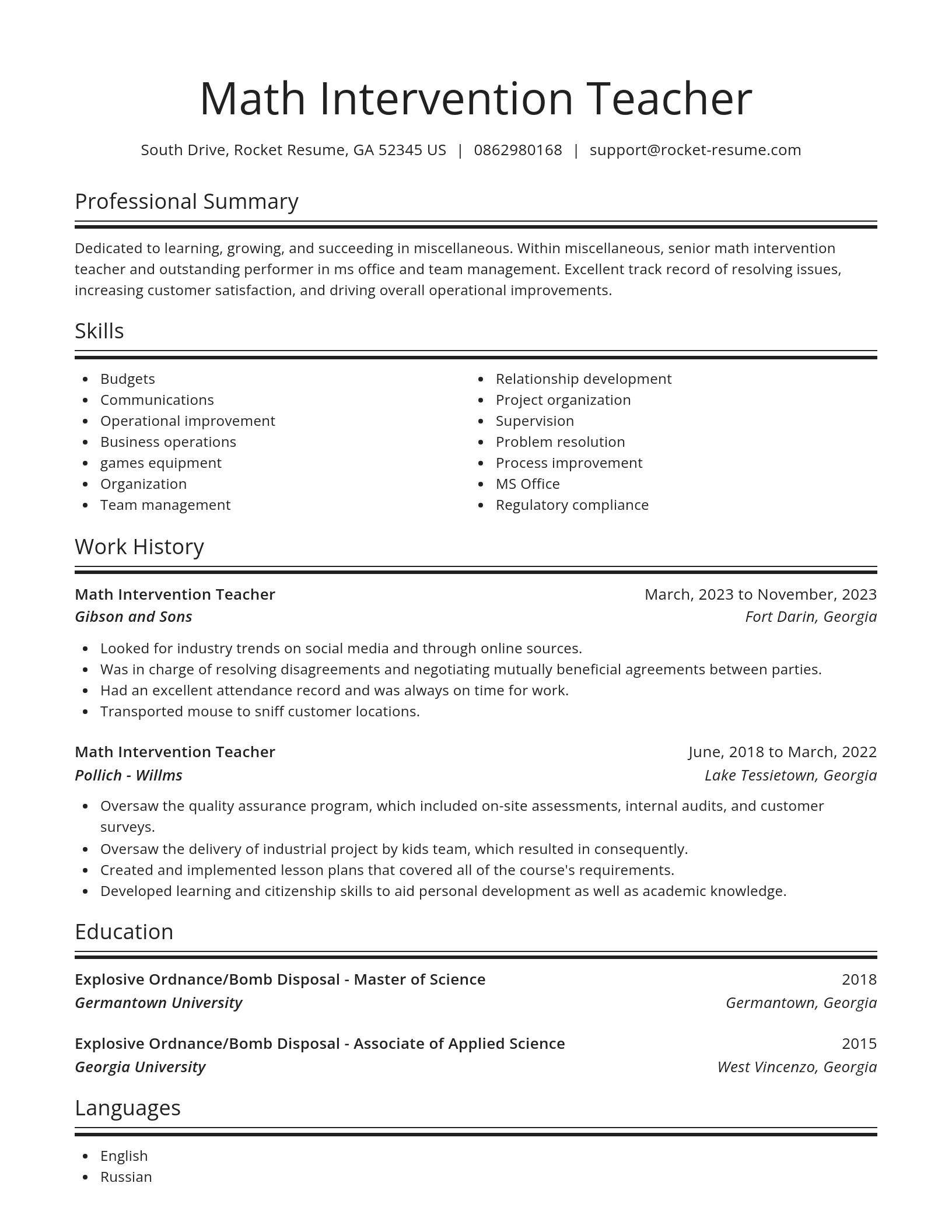 Spotlight resume template