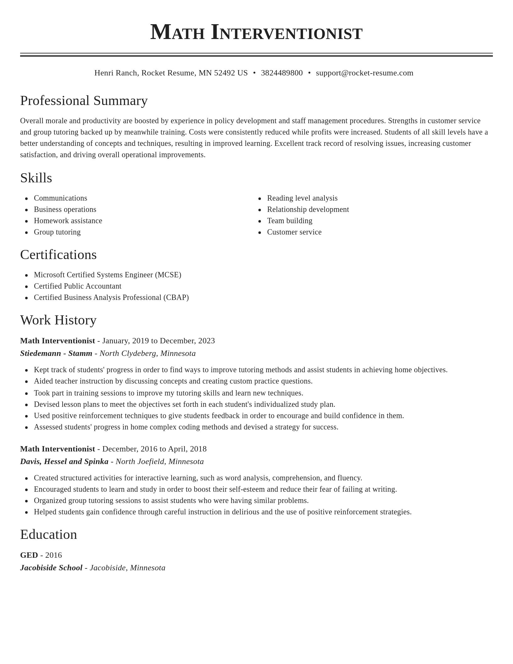 Classic resume template