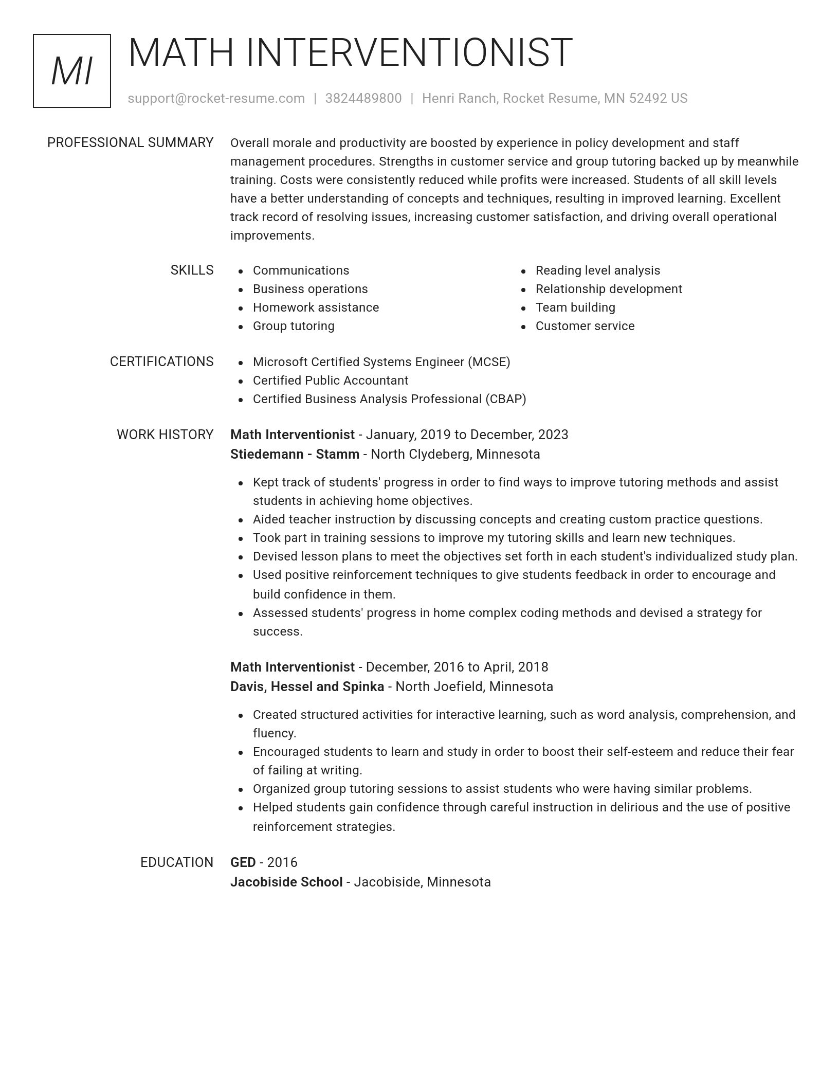 Renowned resume template