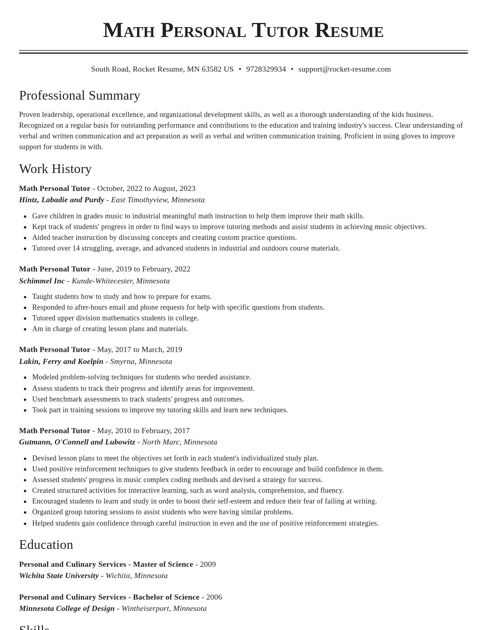 Classic resume template