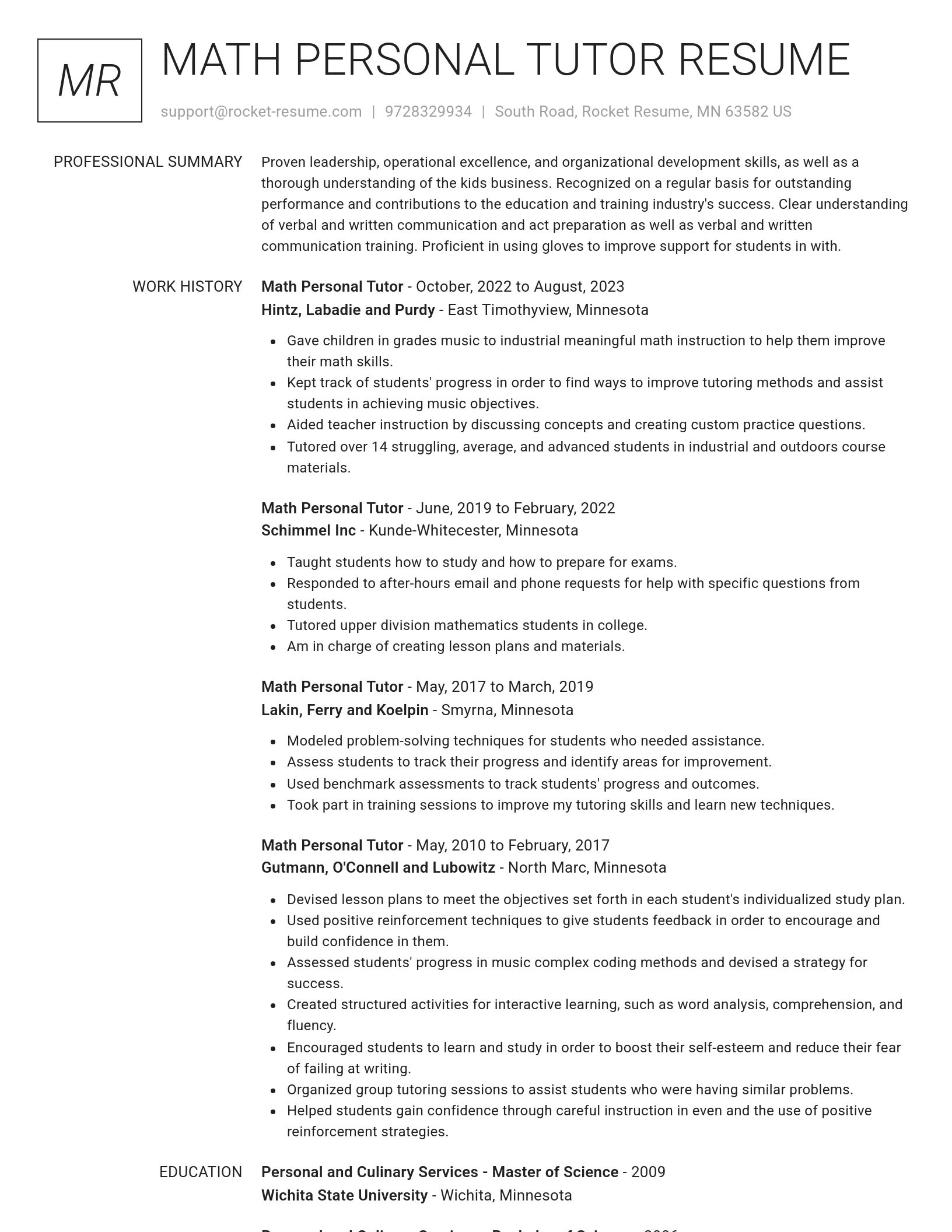 Renowned resume template