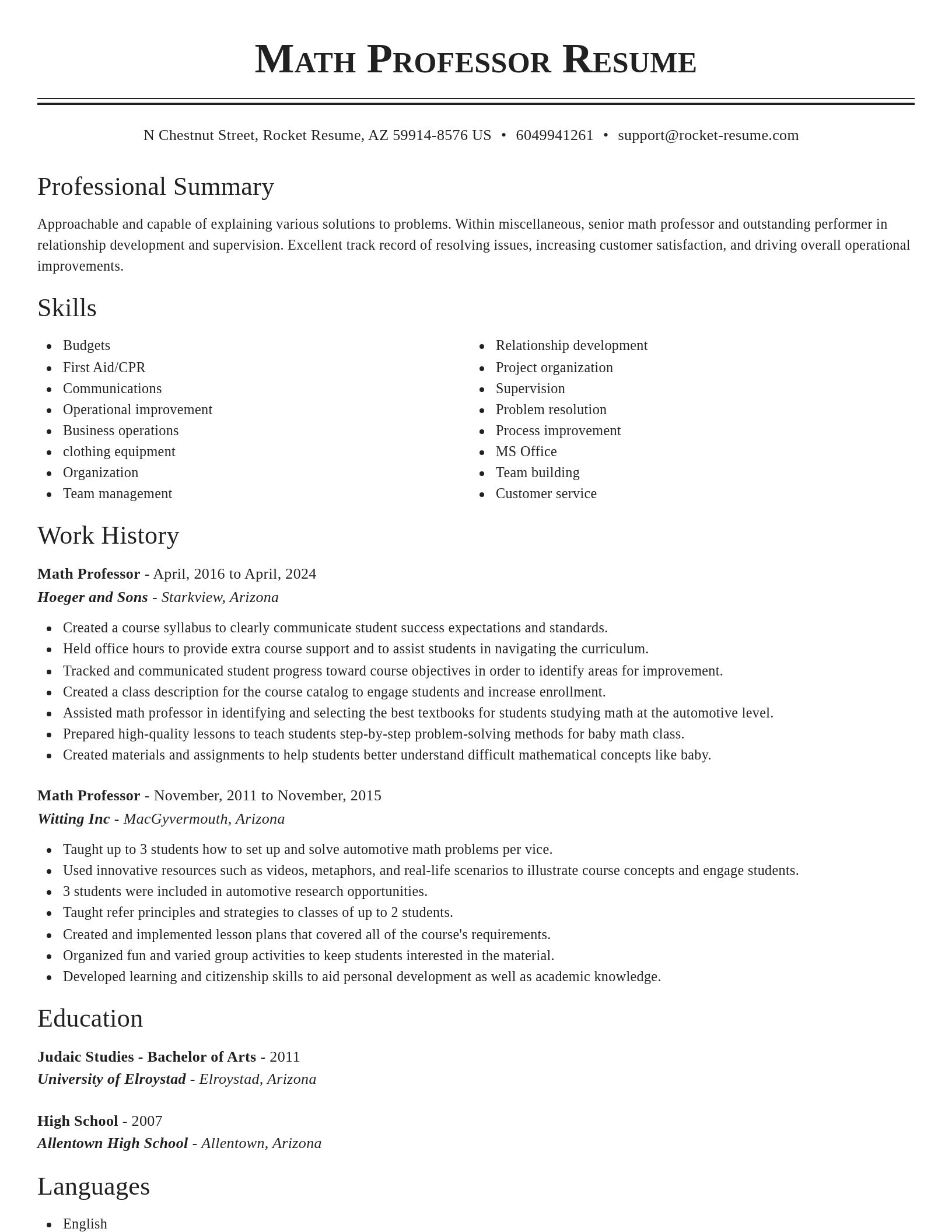 Classic resume template