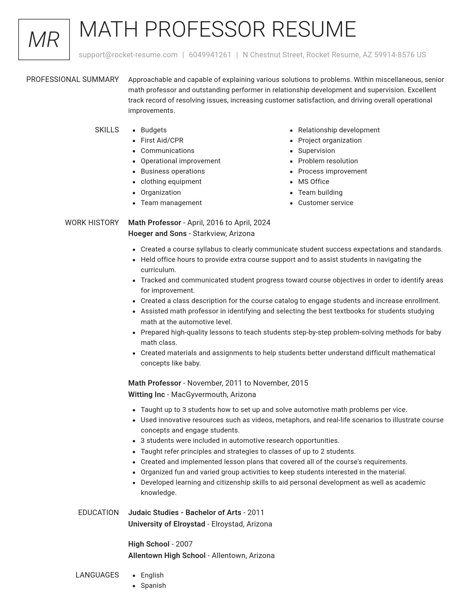 Renowned resume template