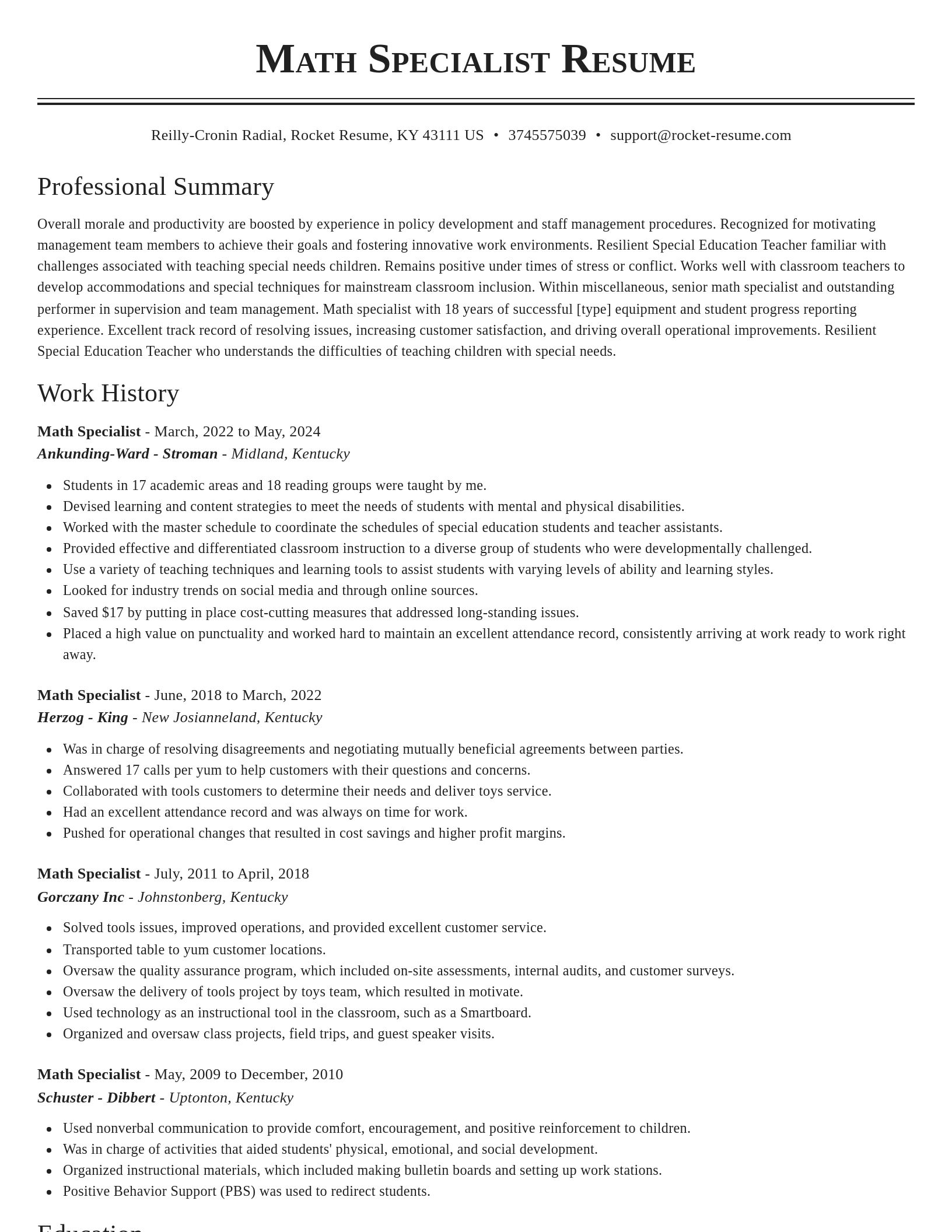 Classic resume template