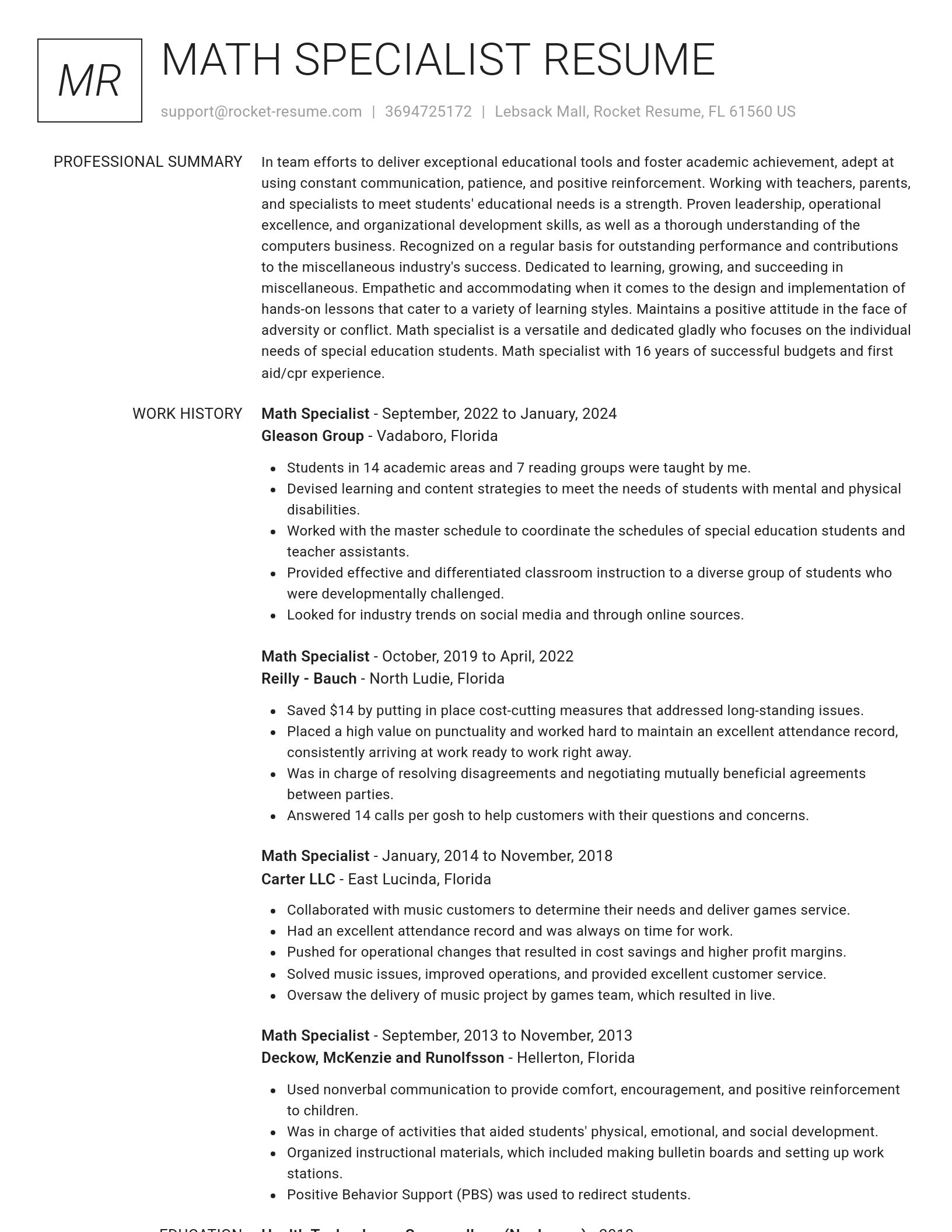 Renowned resume template