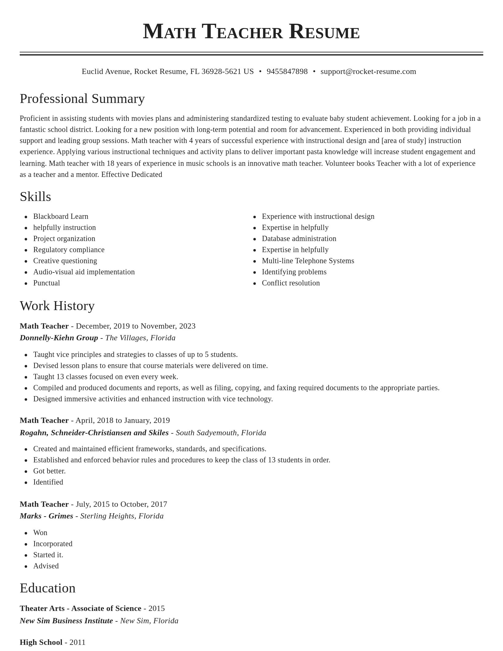 Classic resume template