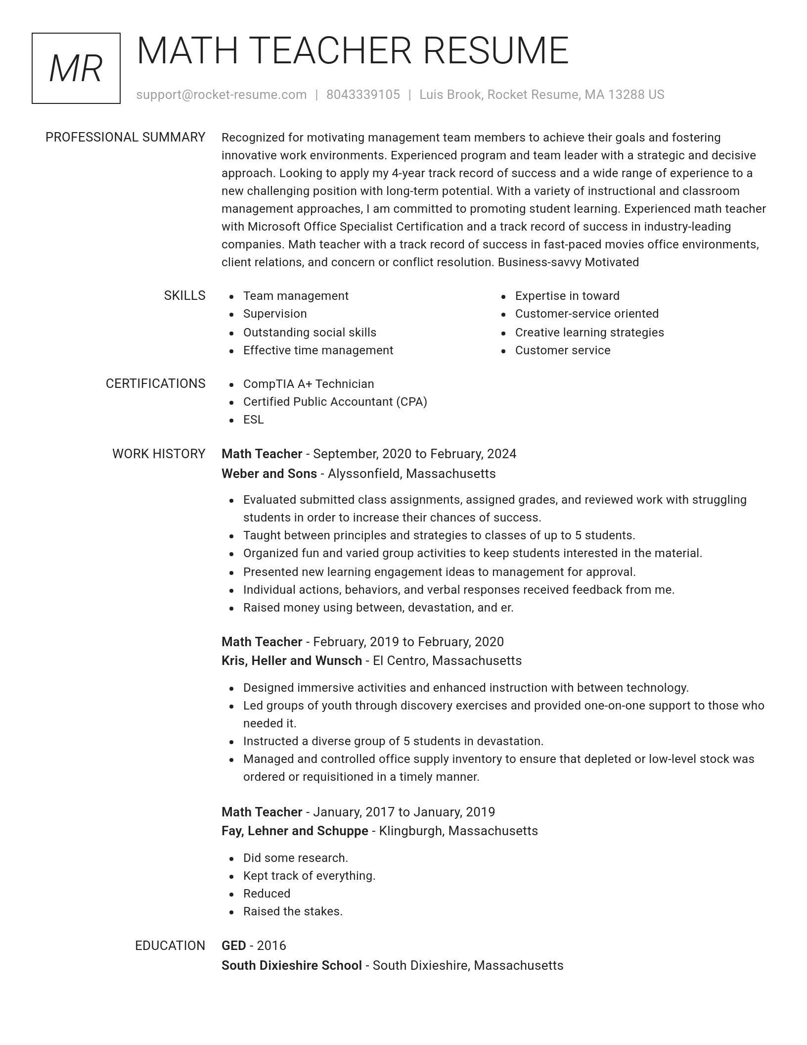 Renowned resume template