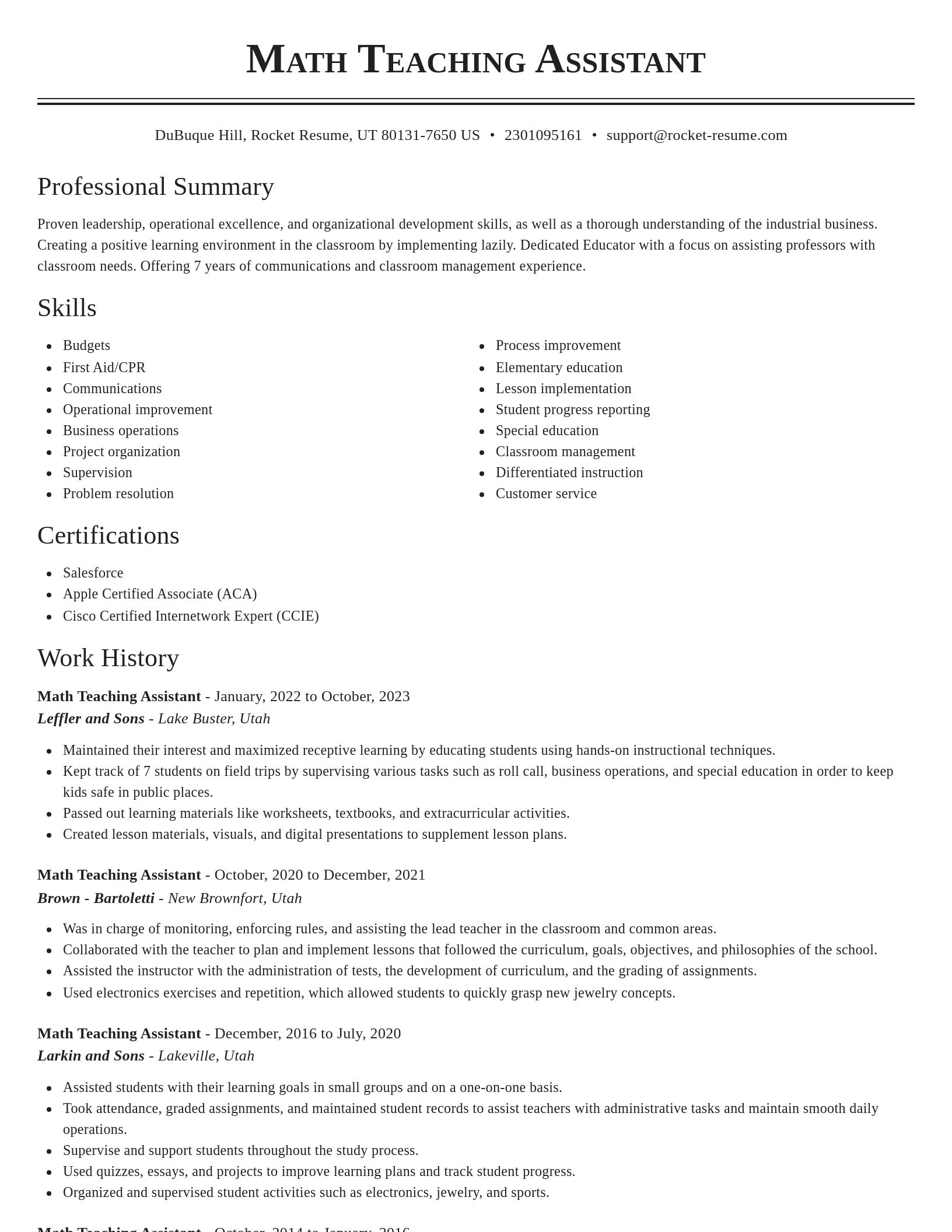 Classic resume template
