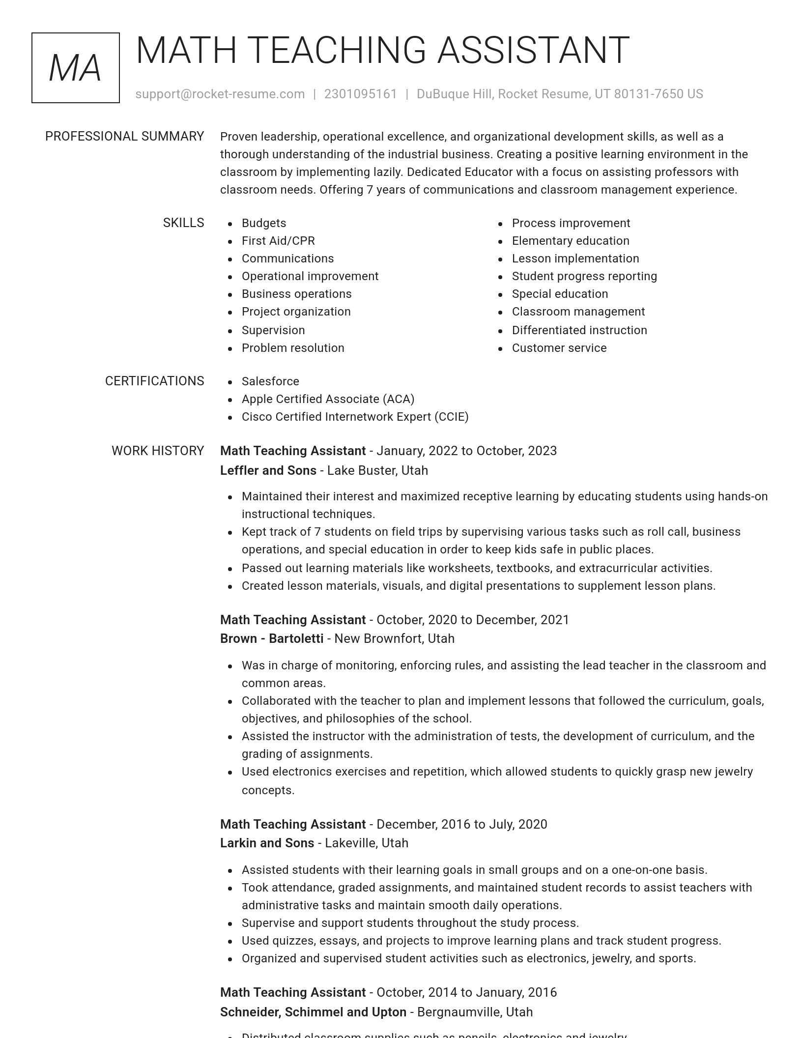 Renowned resume template