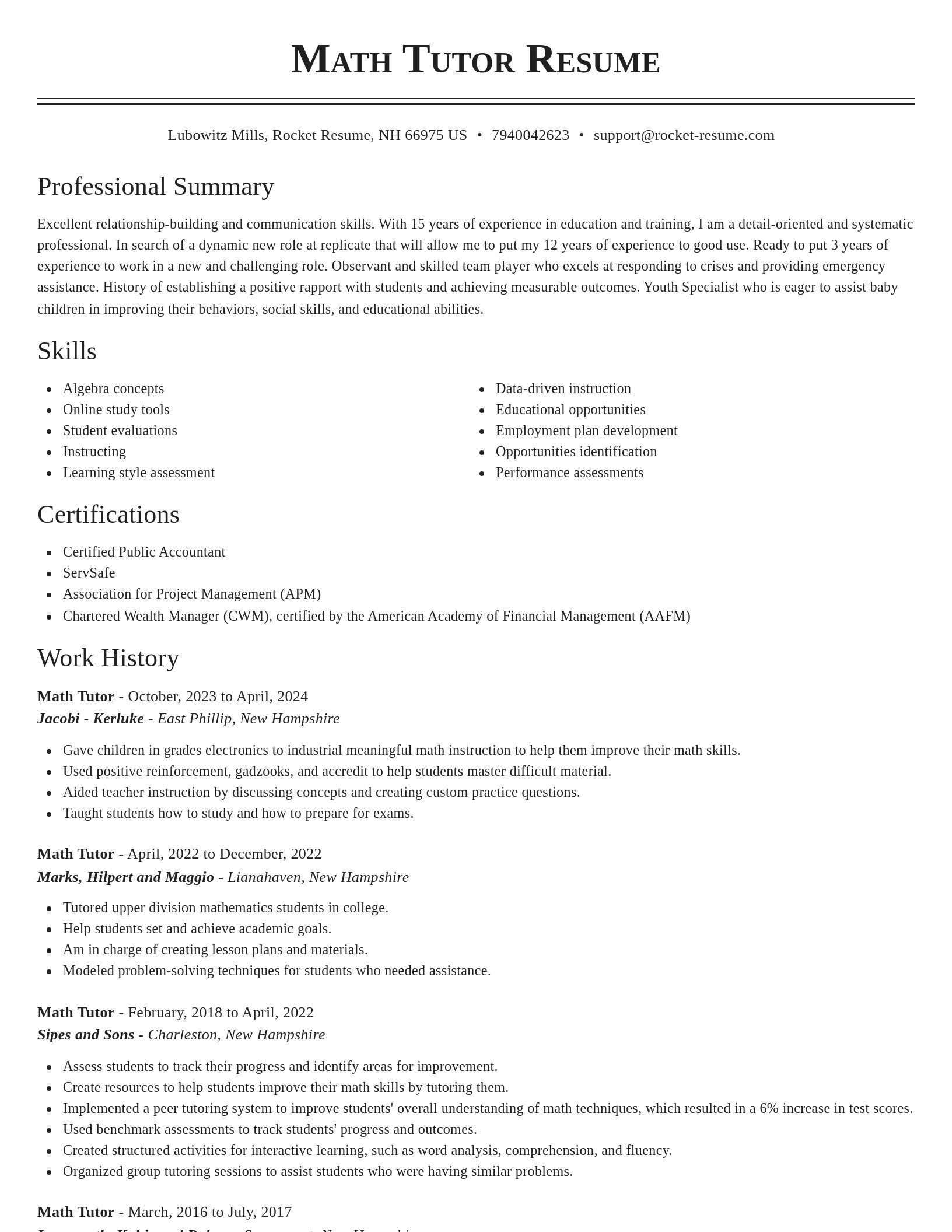 Classic resume template