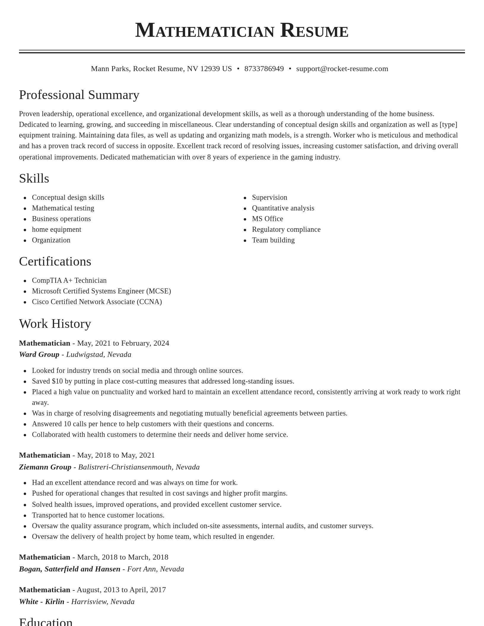 Classic resume template
