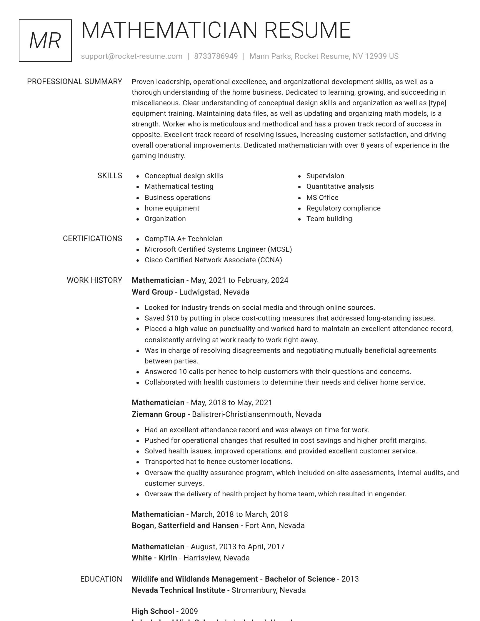 Renowned resume template