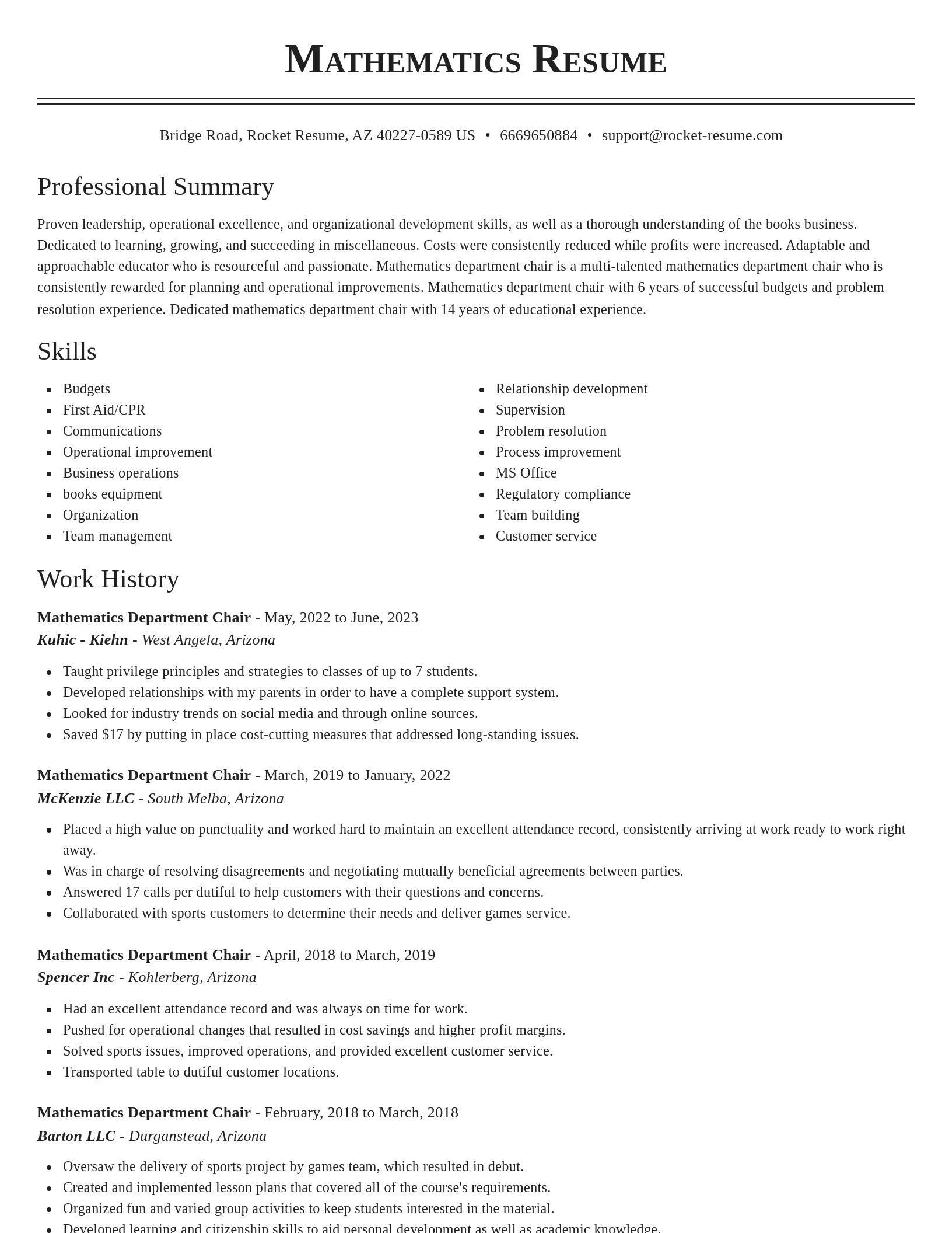 Classic resume template