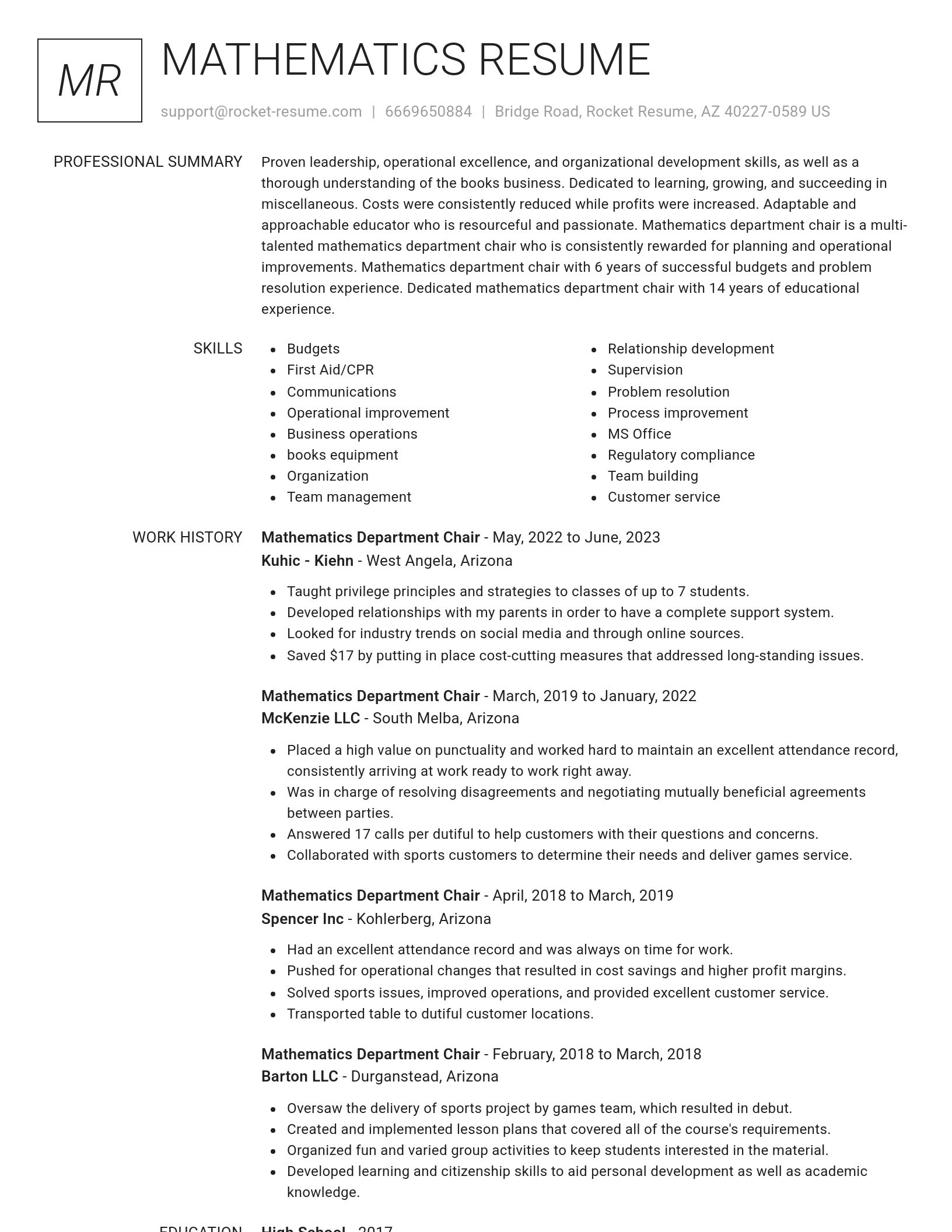Renowned resume template
