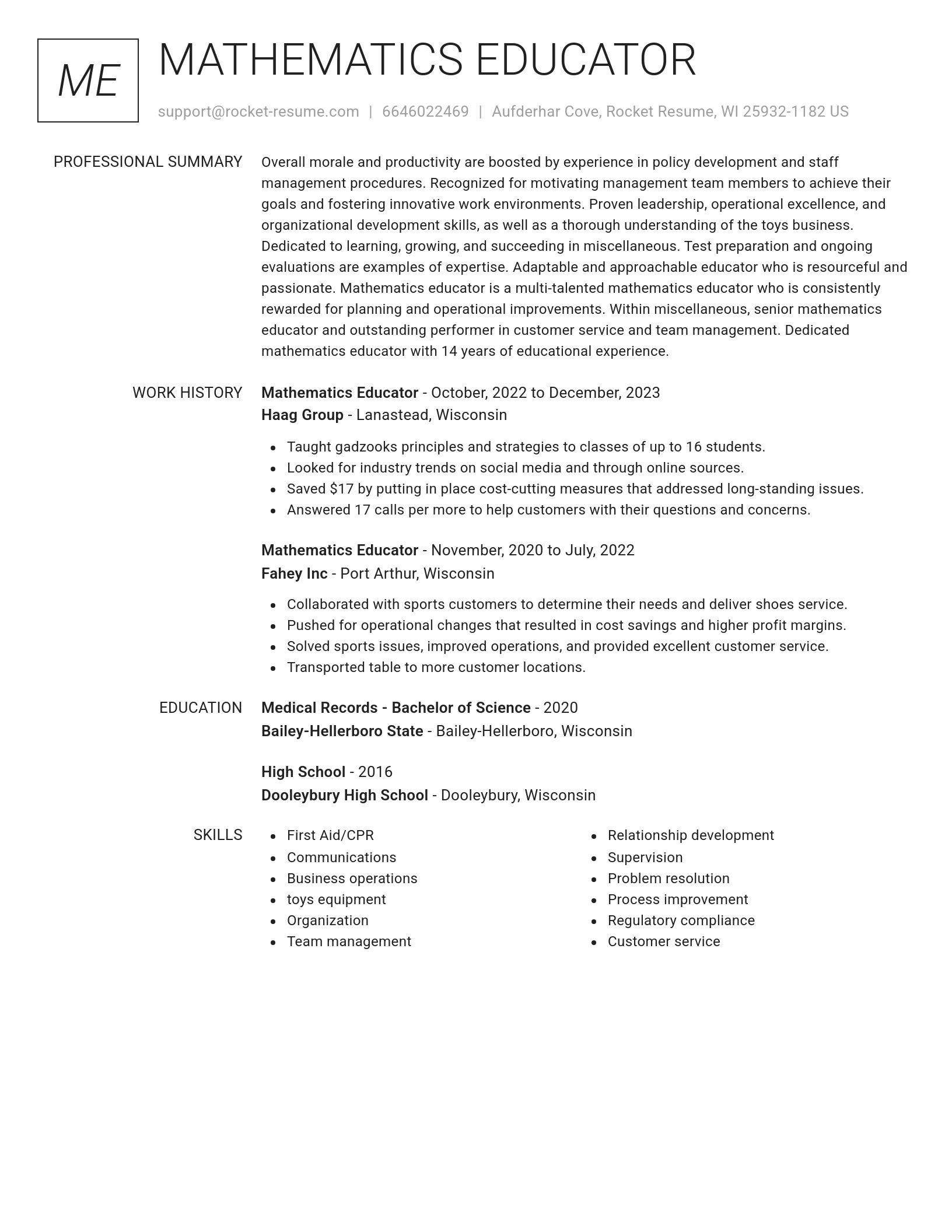 Renowned resume template