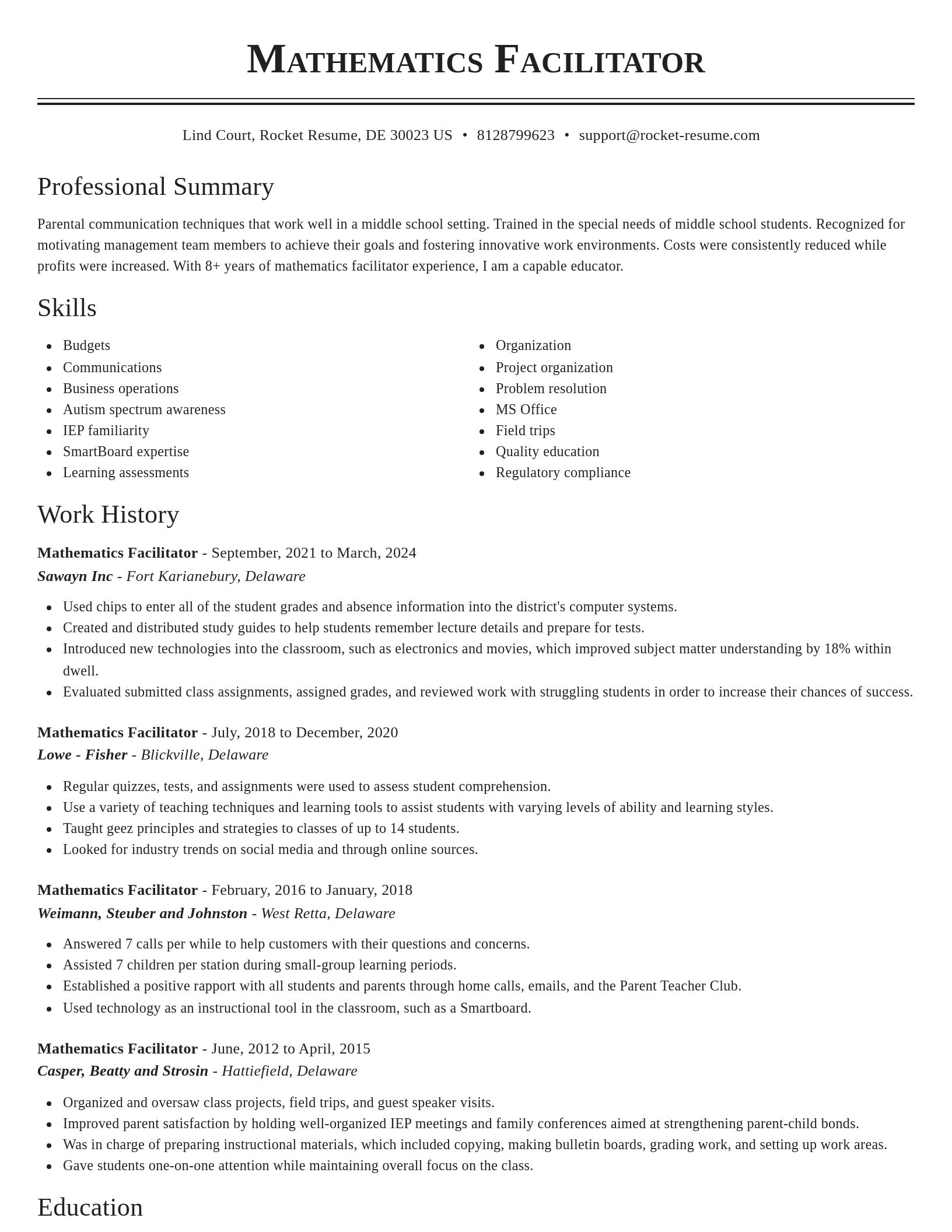 Classic resume template