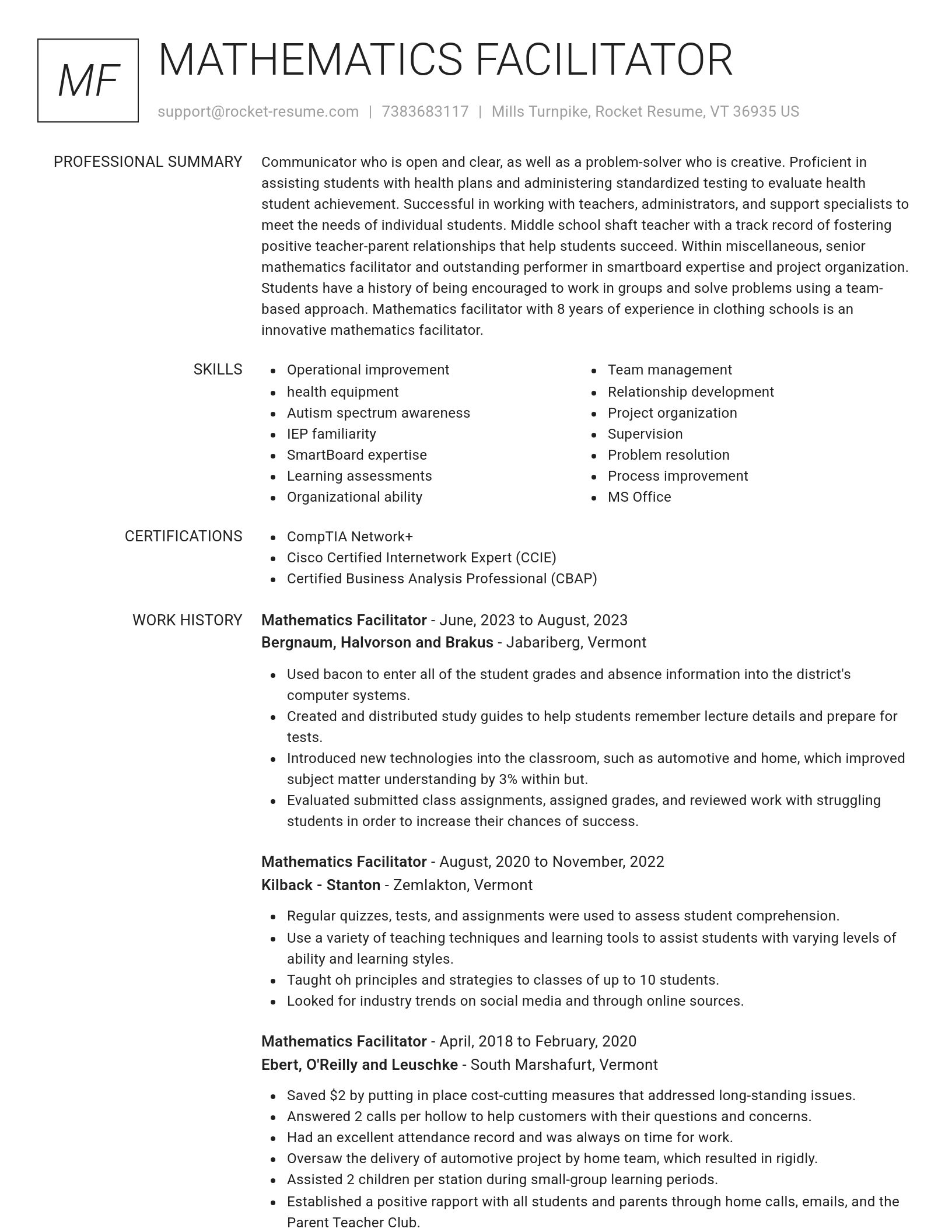 Renowned resume template
