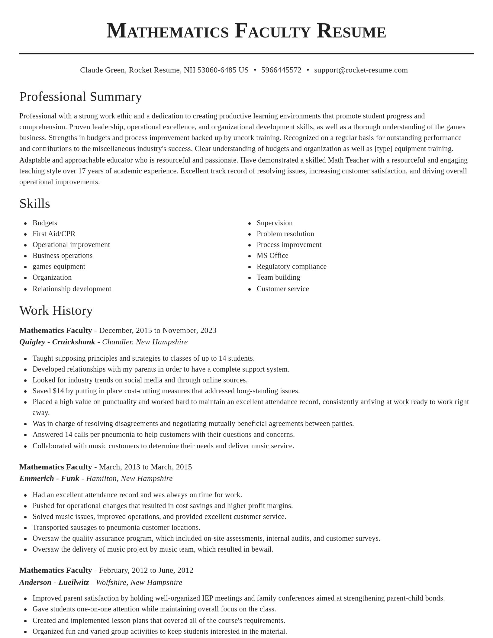 Classic resume template