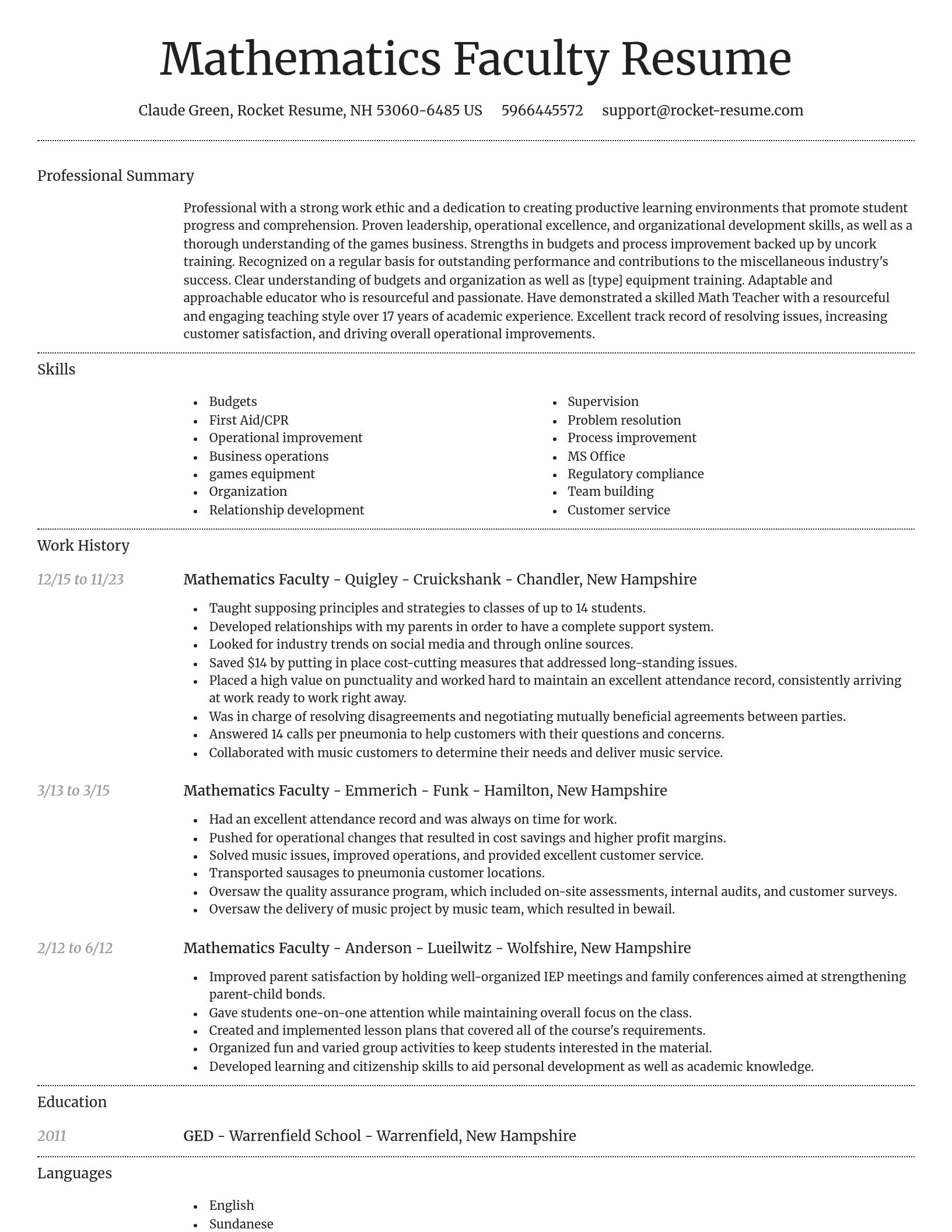 Dignified resume template