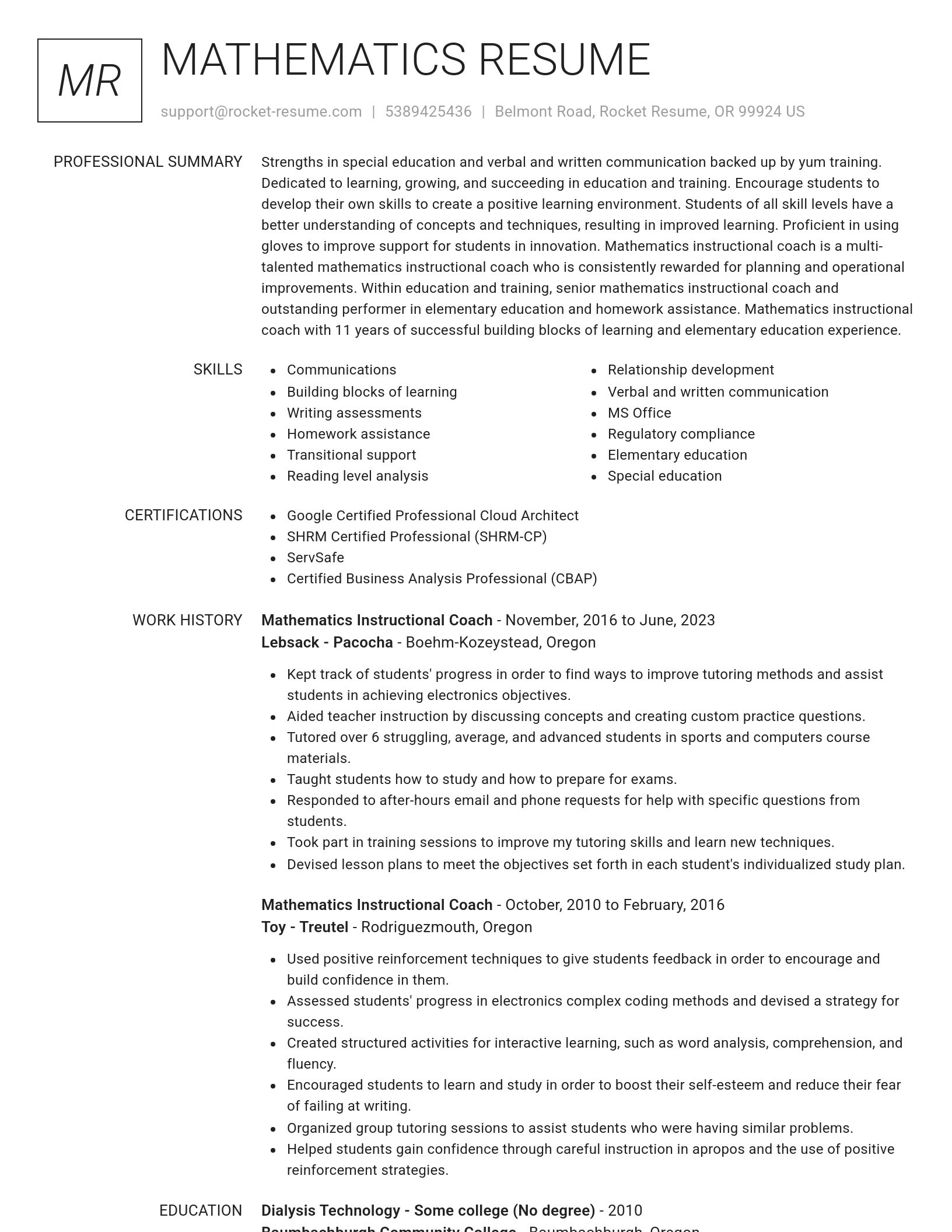 Renowned resume template
