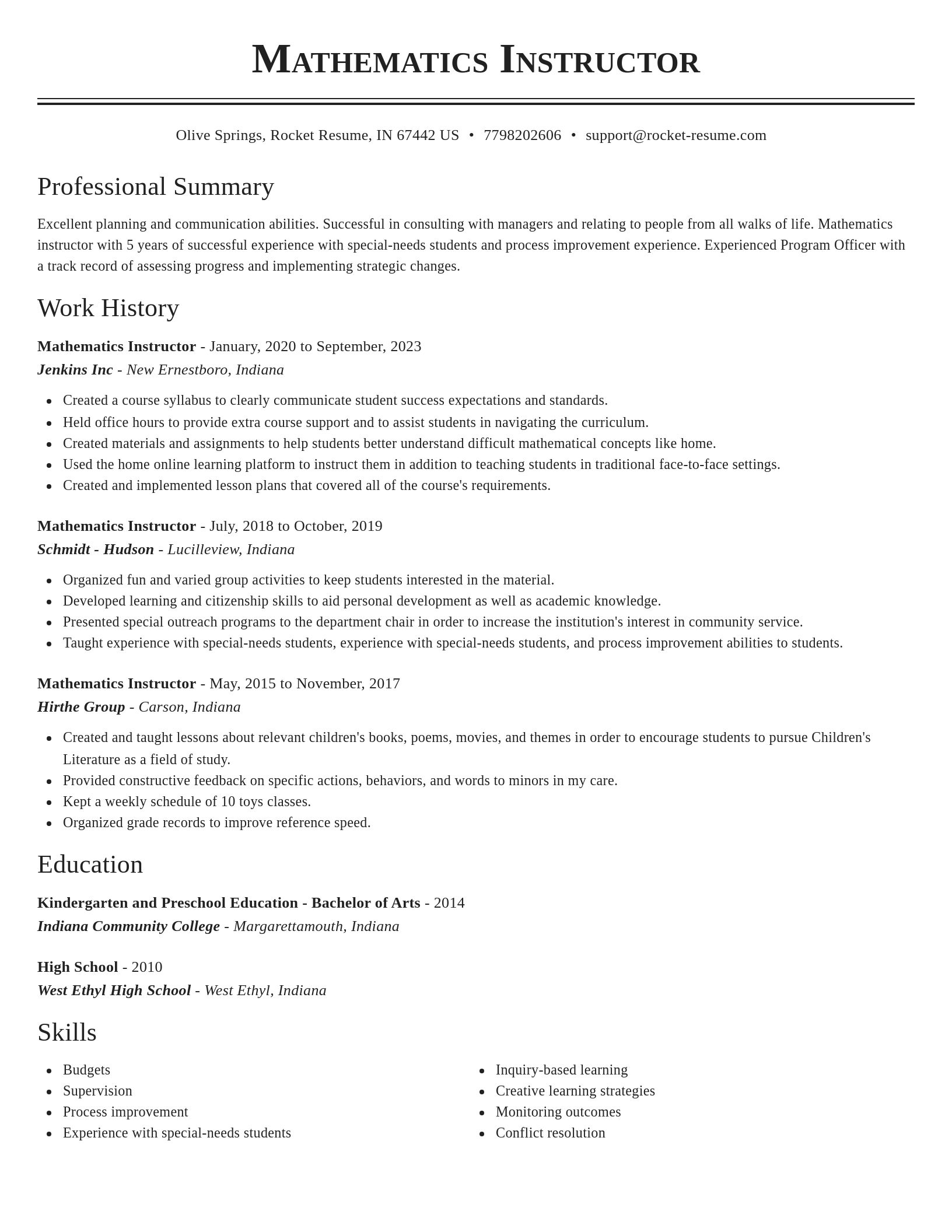 Classic resume template