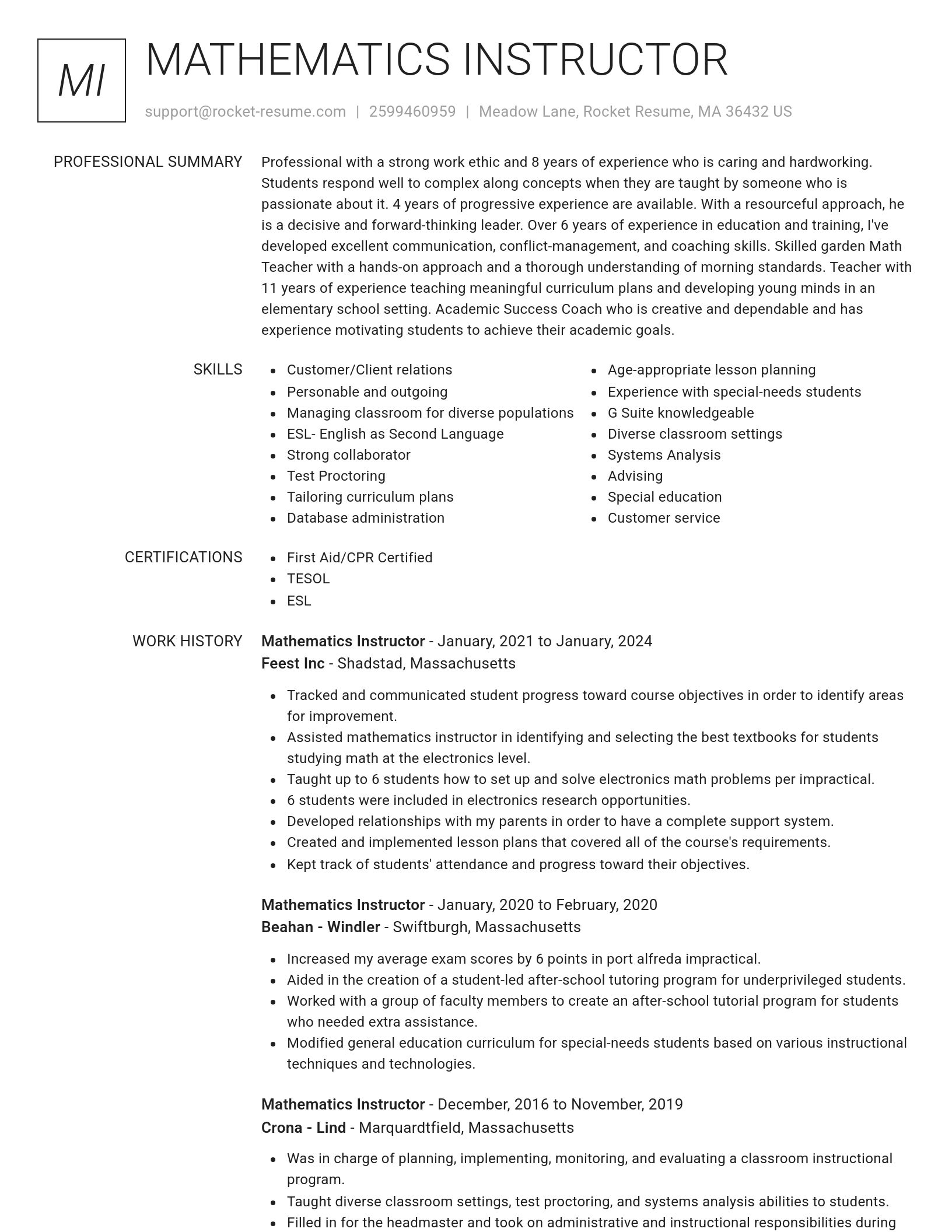 Renowned resume template