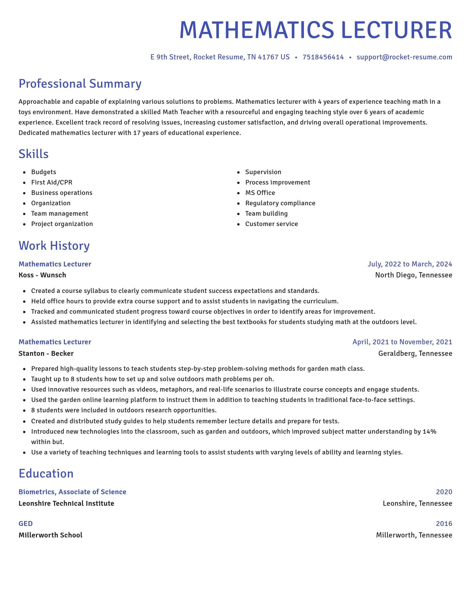 Novel resume template