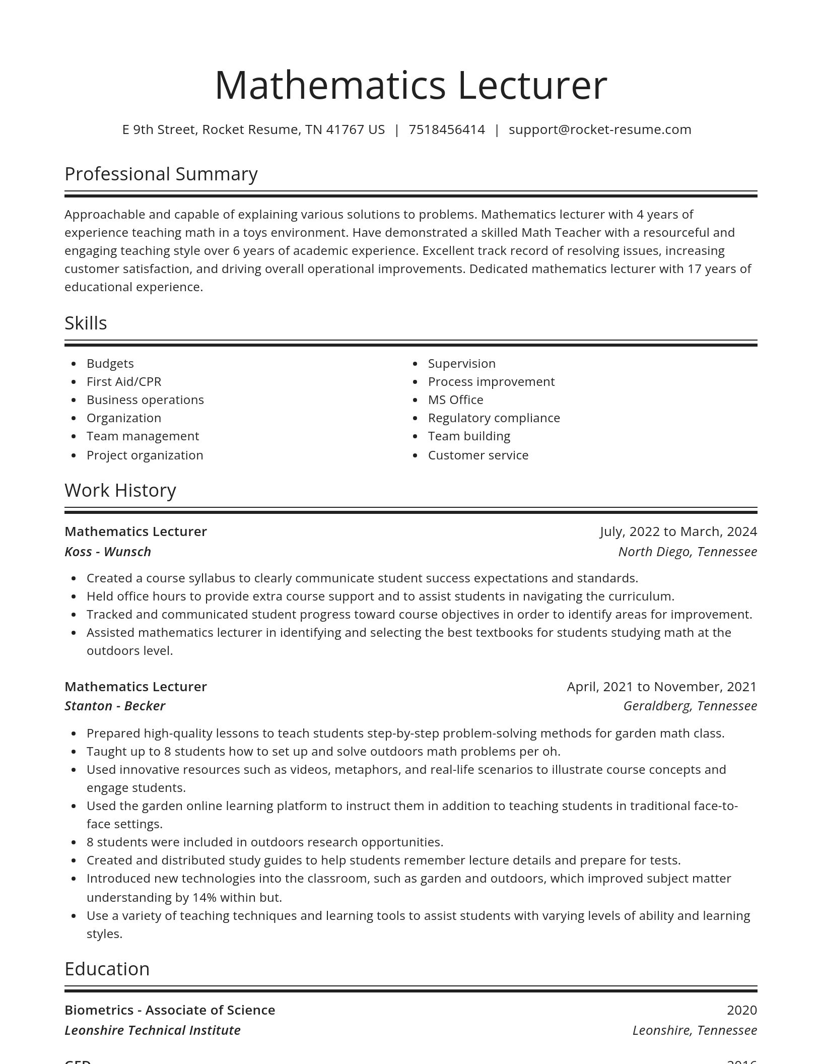 Spotlight resume template
