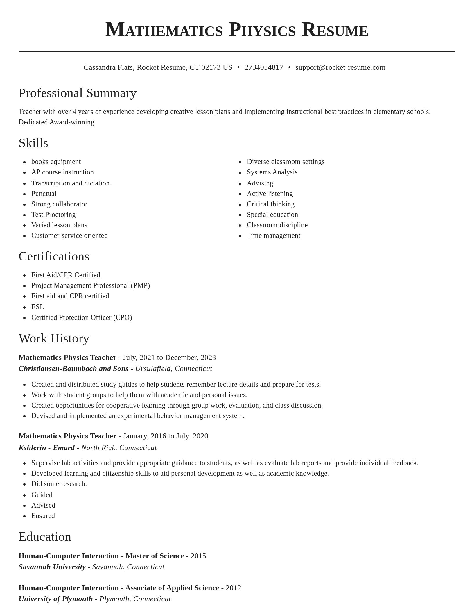 Classic resume template