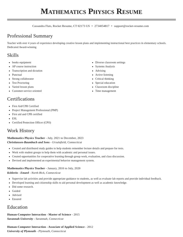 Classic resume template