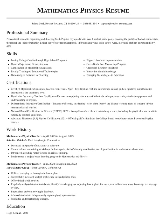 Classic resume template