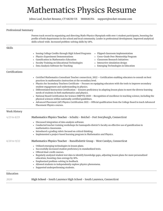 Dignified resume template