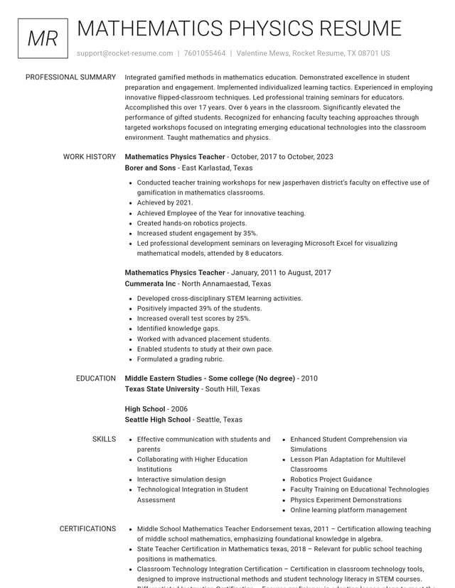 Renowned resume template