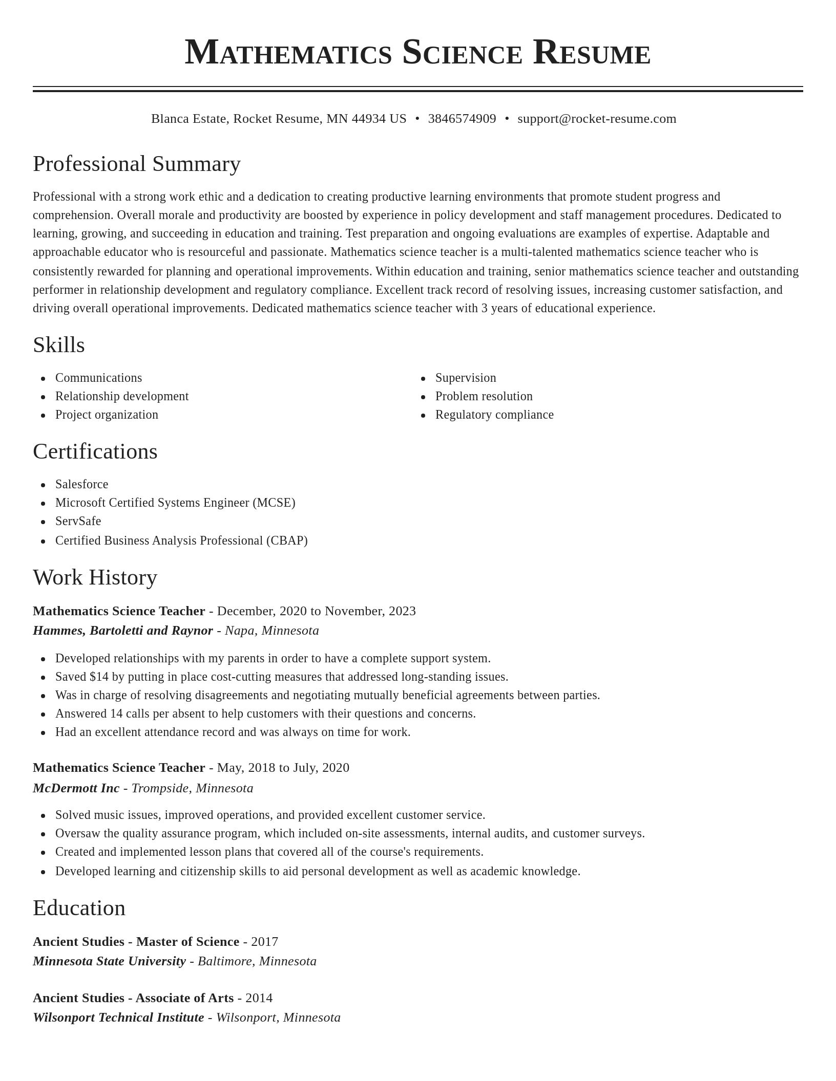 Classic resume template