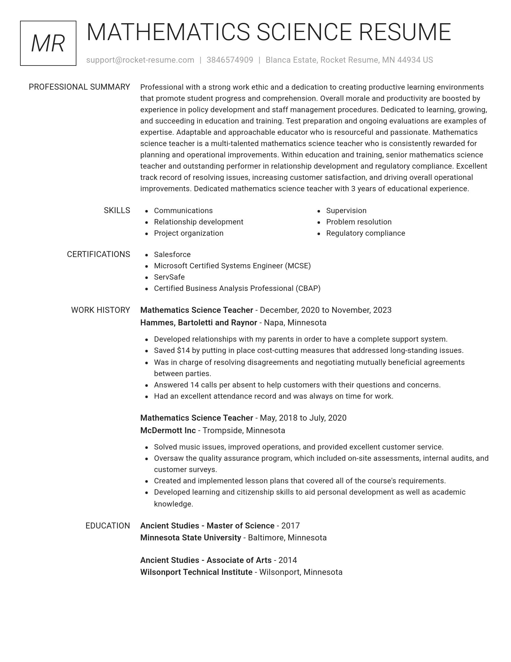 Renowned resume template