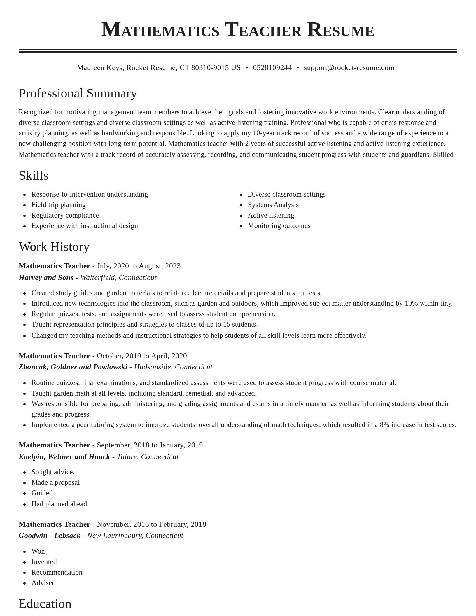 Classic resume template