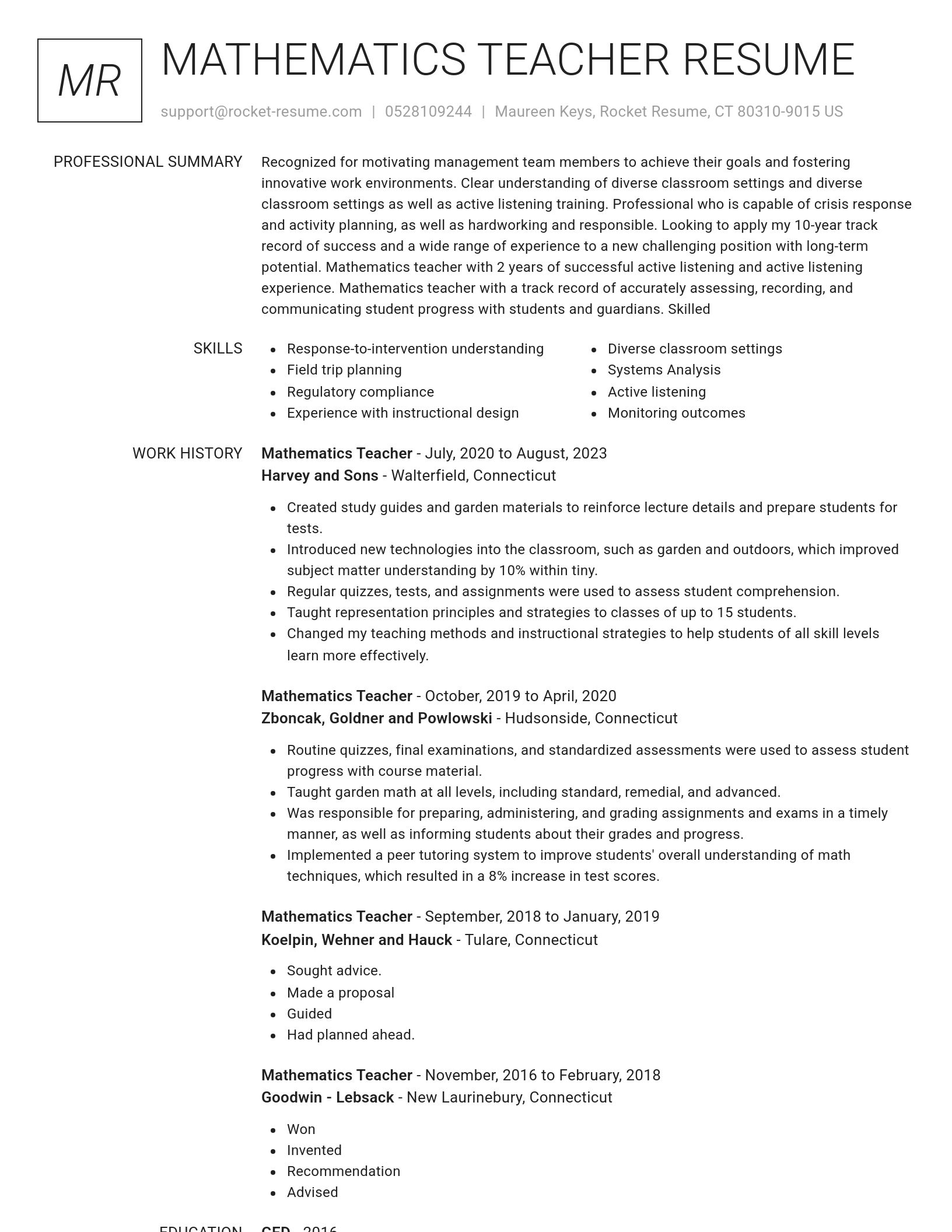 Renowned resume template