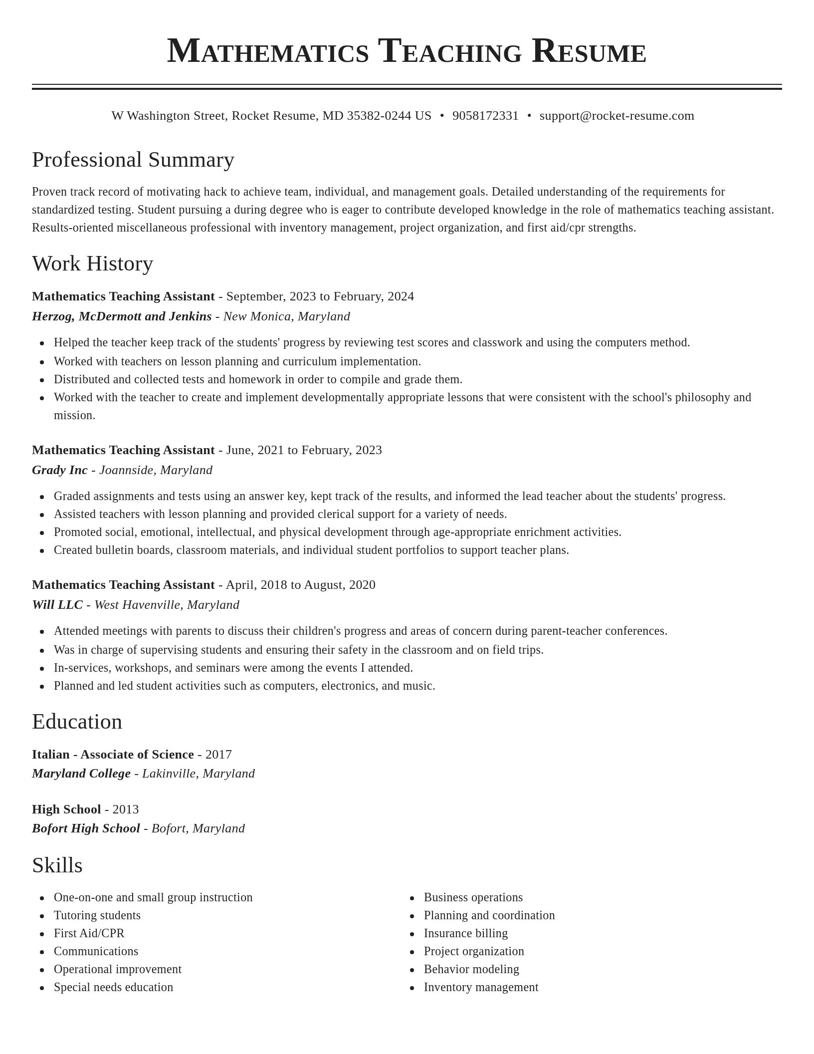 Classic resume template