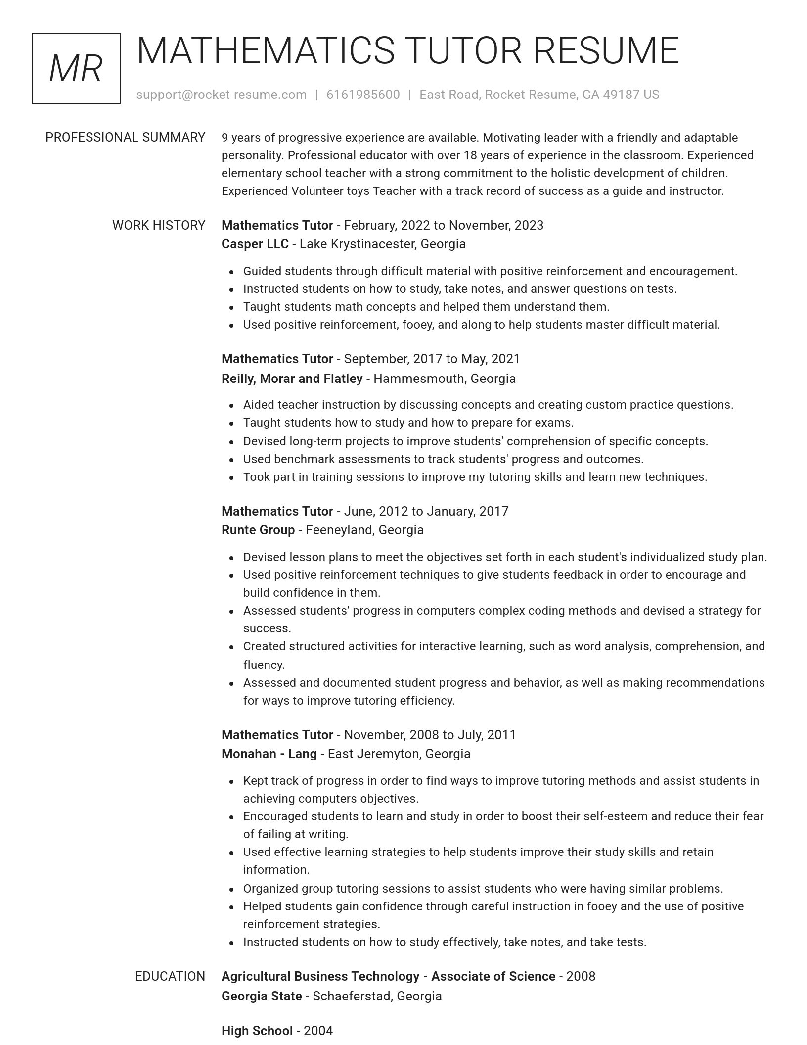 Renowned resume template