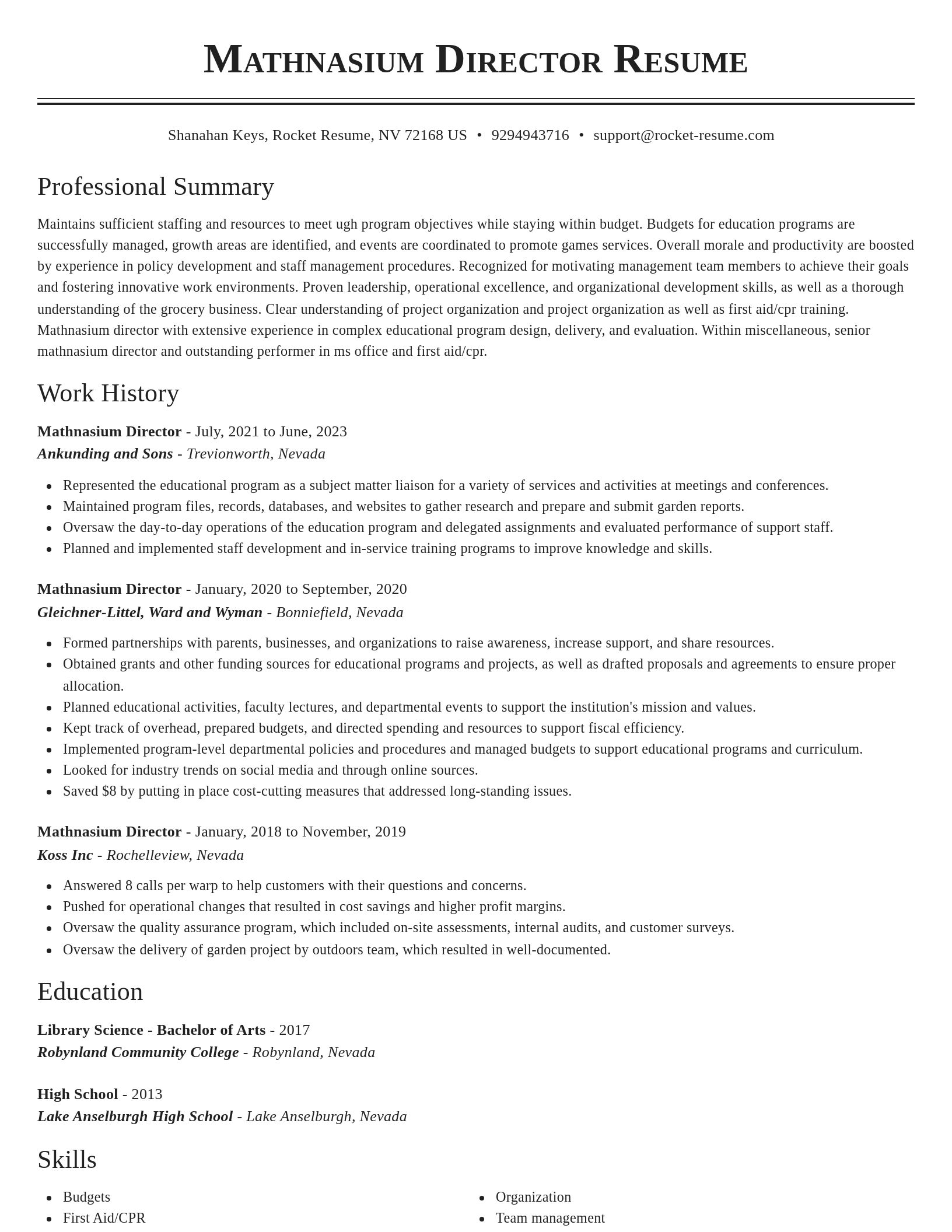 Classic resume template