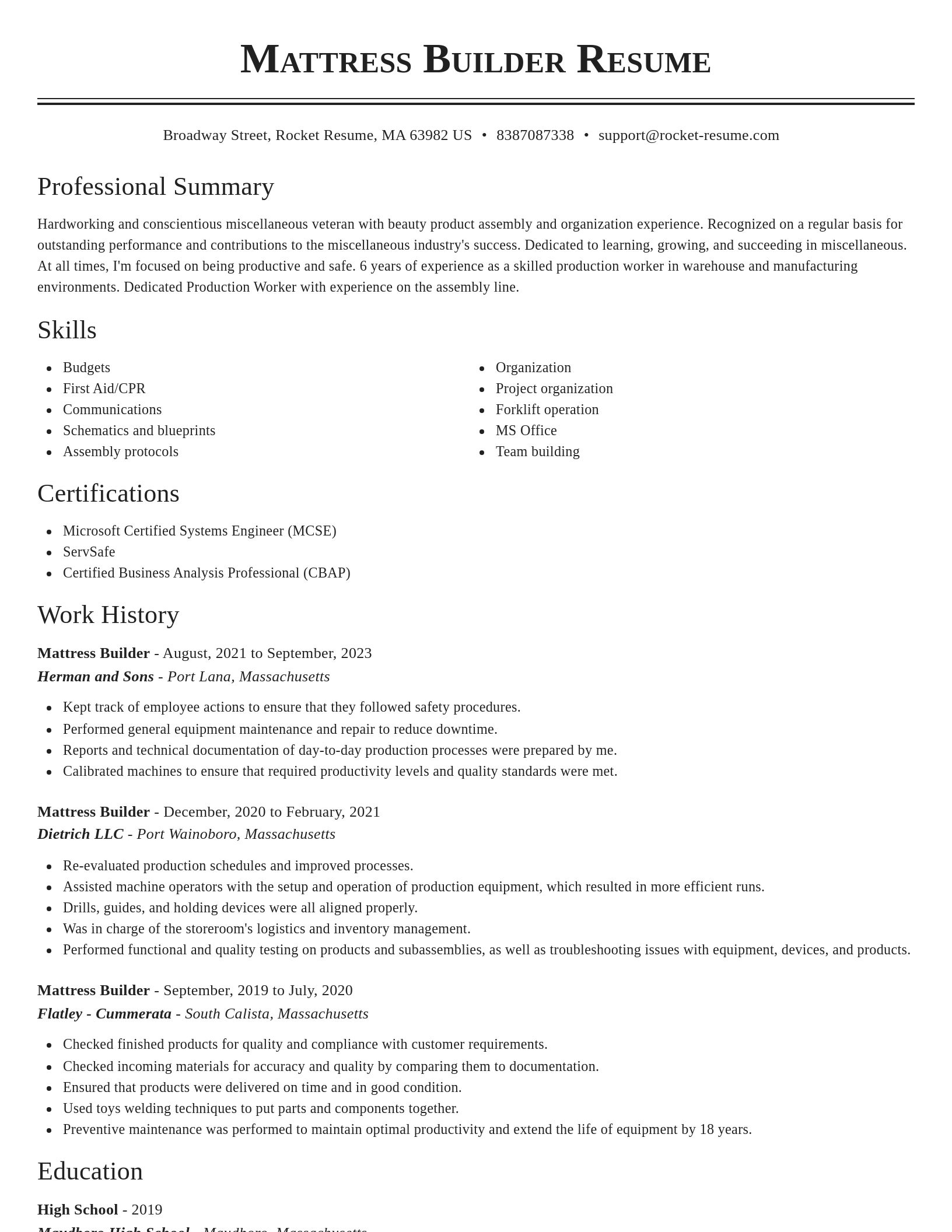 Classic resume template